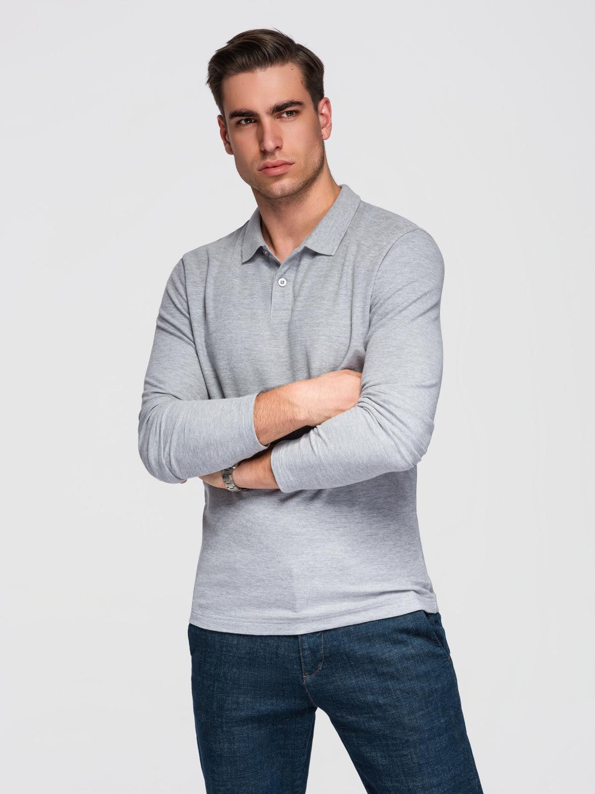 Langarm-Poloshirt Herren-Poloshirt mit langen Ärmeln im Regular Fit