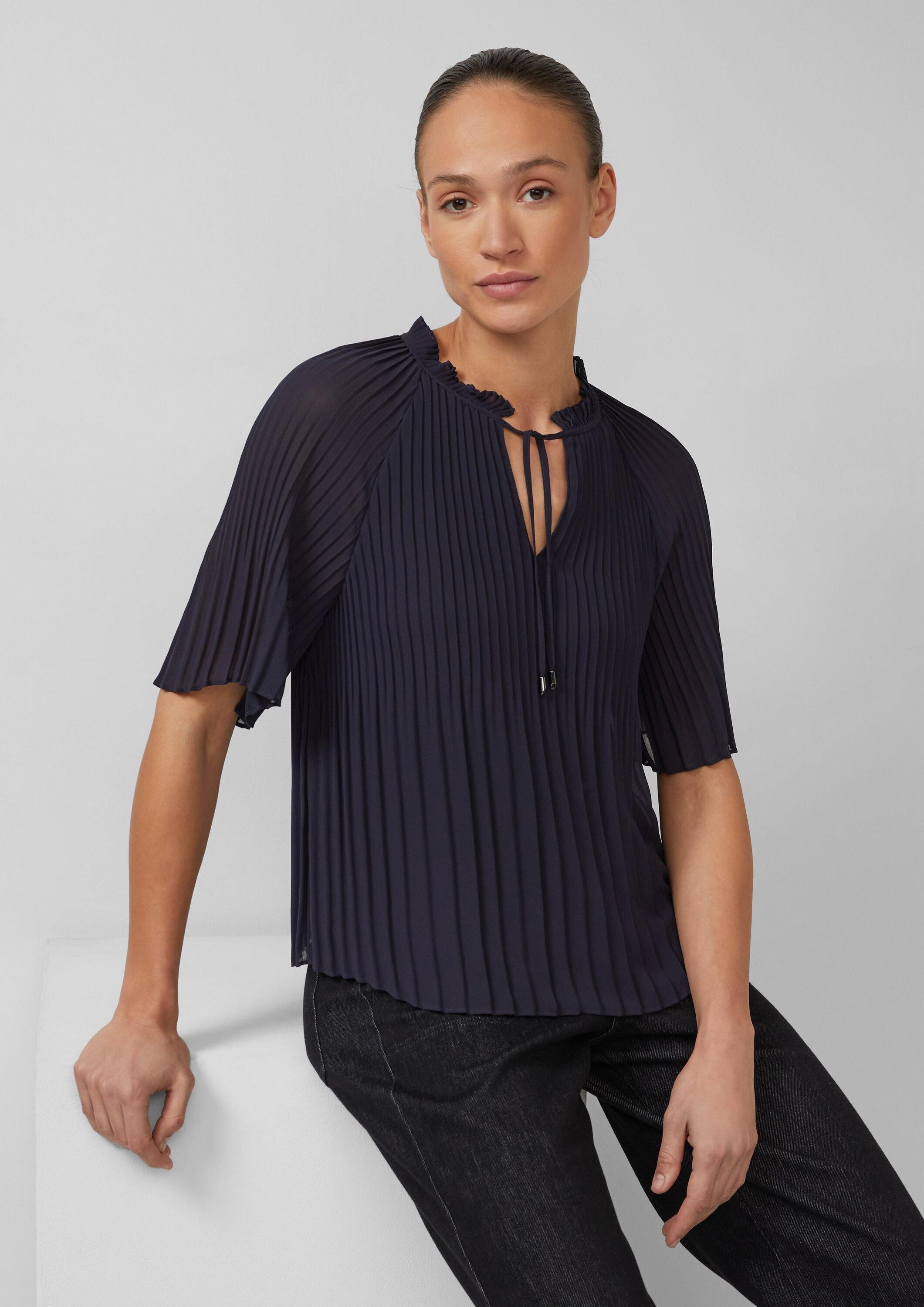 s.Oliver Kurzarmbluse Bluse Festliche Chiffon-Bluse mit Plissee und Rüschen günstig online kaufen