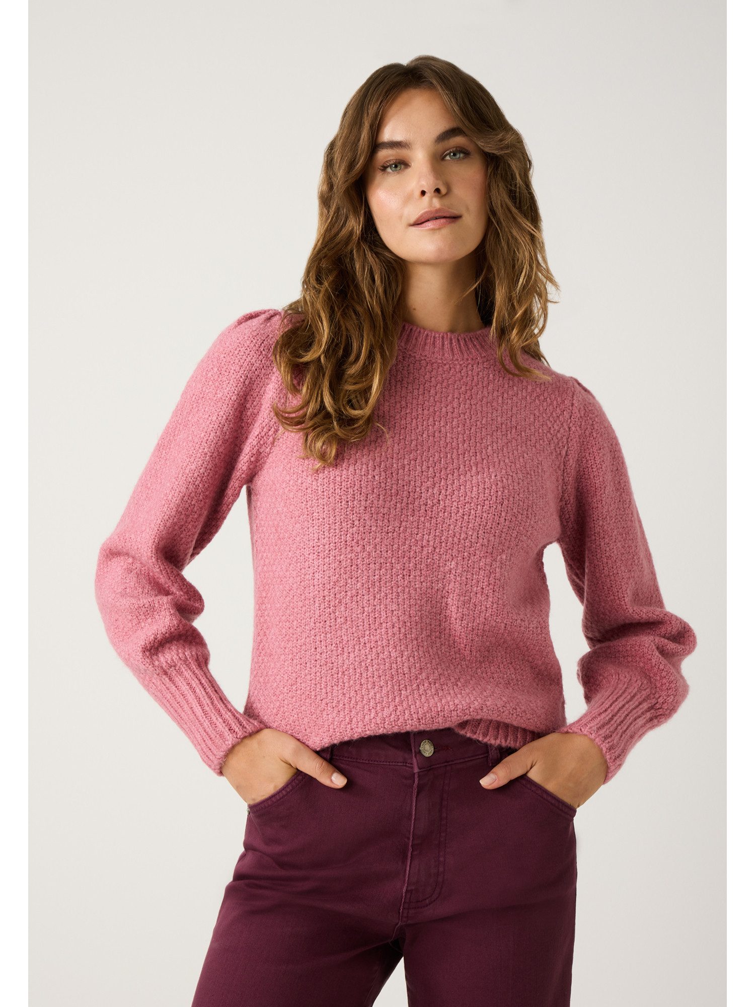 MORE&MORE Rundhalspullover Rundhalspullover, Strukturstrick günstig online kaufen