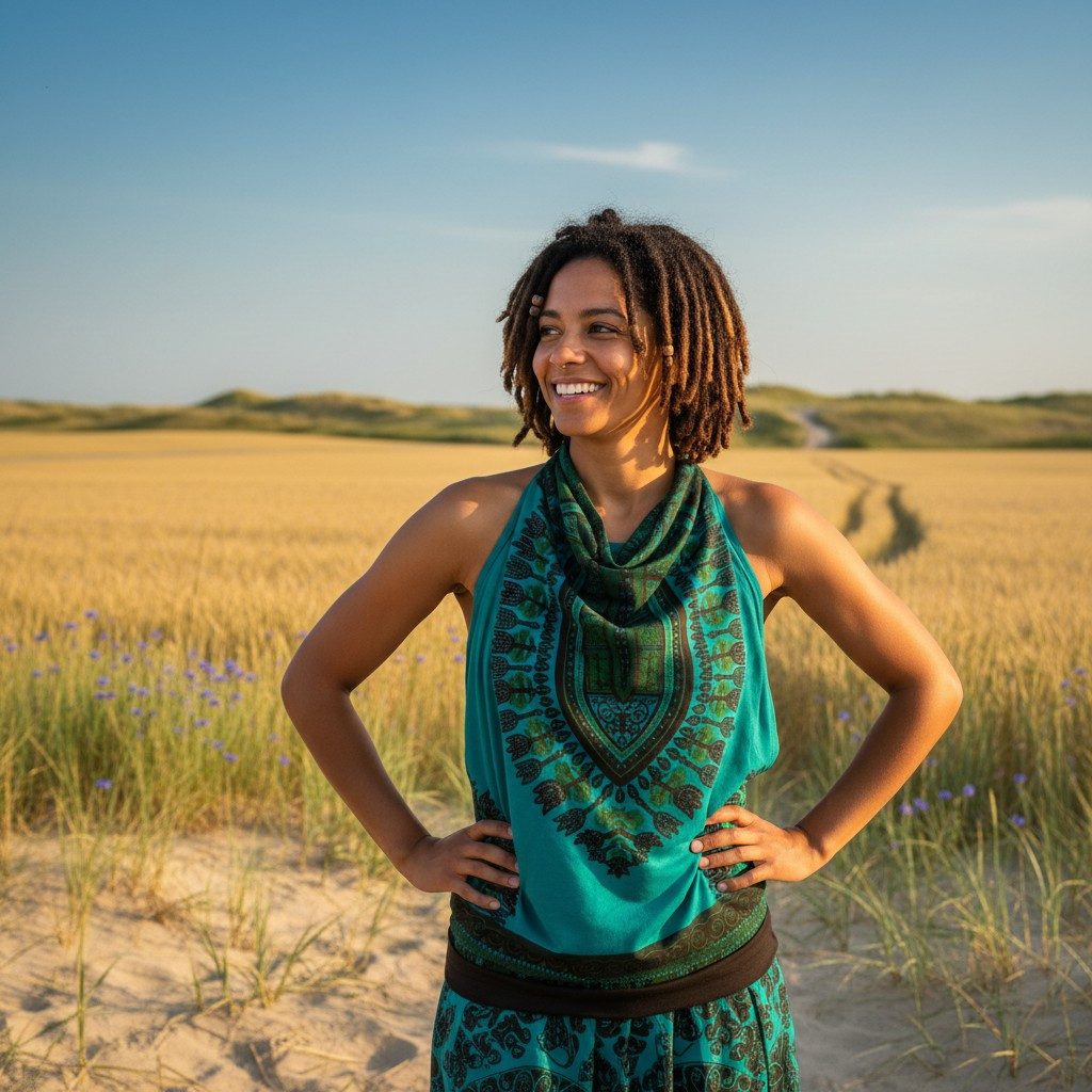 Guru-Shop T-Shirt Goa Top, Dashiki Psytrance Neckholder Top -.. Festival, Hippie, Ethno Style, Psychedelic, alternative Bekleidung