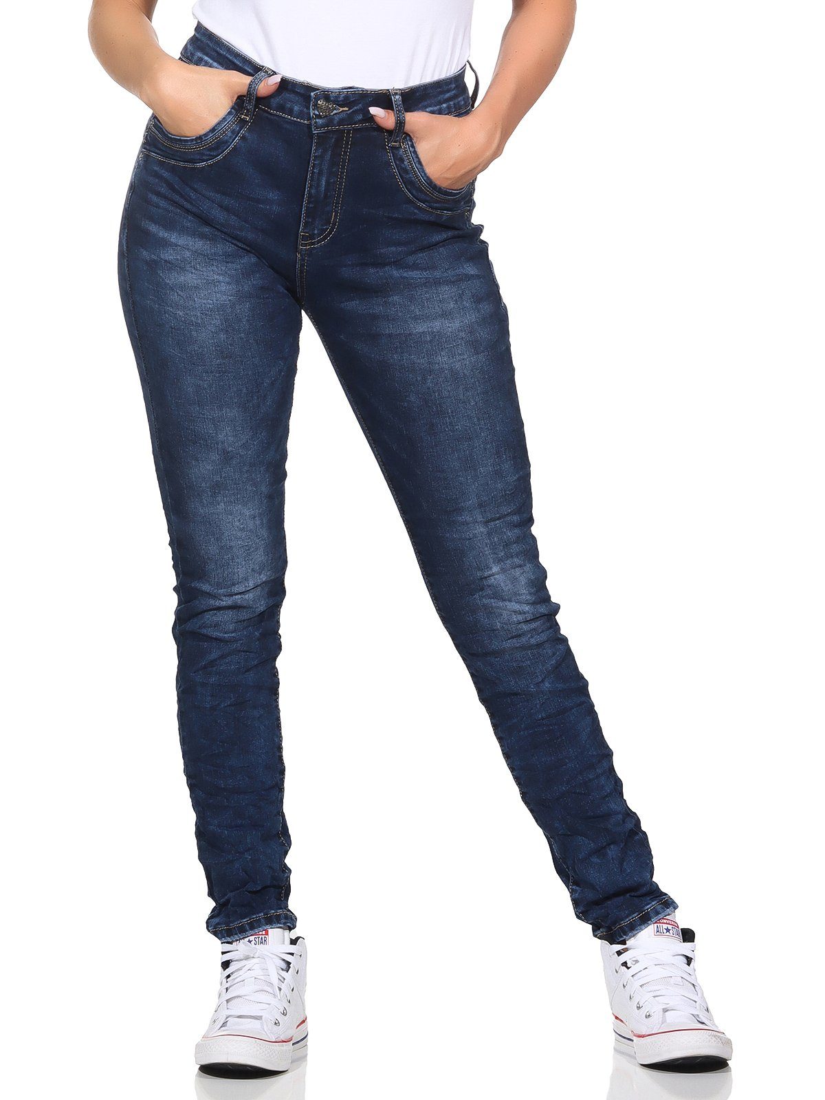 Jewelly Skinny-fit-Jeans Jewelly Damenjeans 25 M / 38 Blau 05