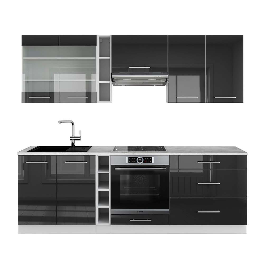 Vicco R-Line Eckküche Blau-Grau/Anthrazit 227 x 287 cm AP Marmor günstig online kaufen