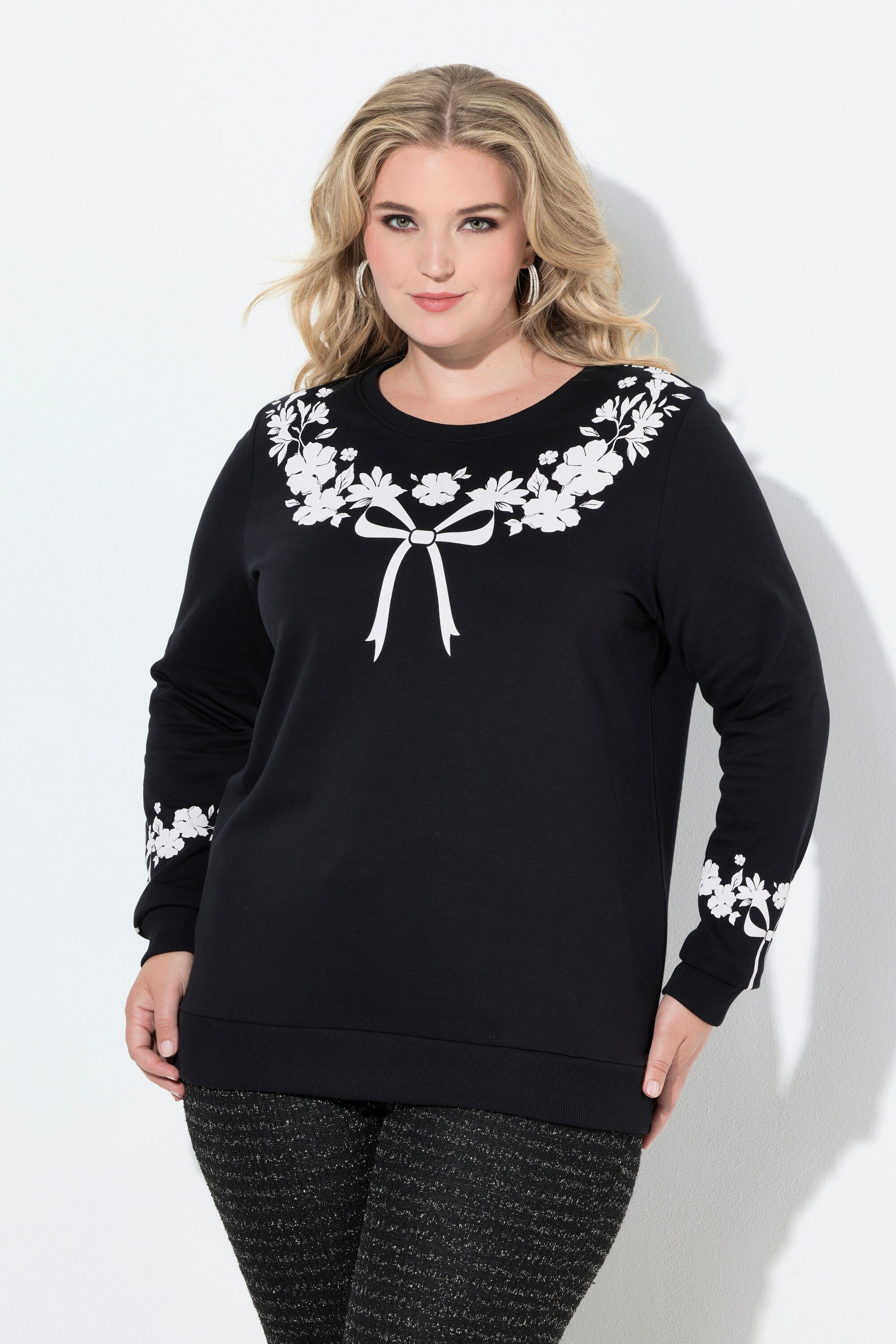 MIAMODA Sweatshirt Sweatshirt bequeme Passform Schleifen-Muster günstig online kaufen