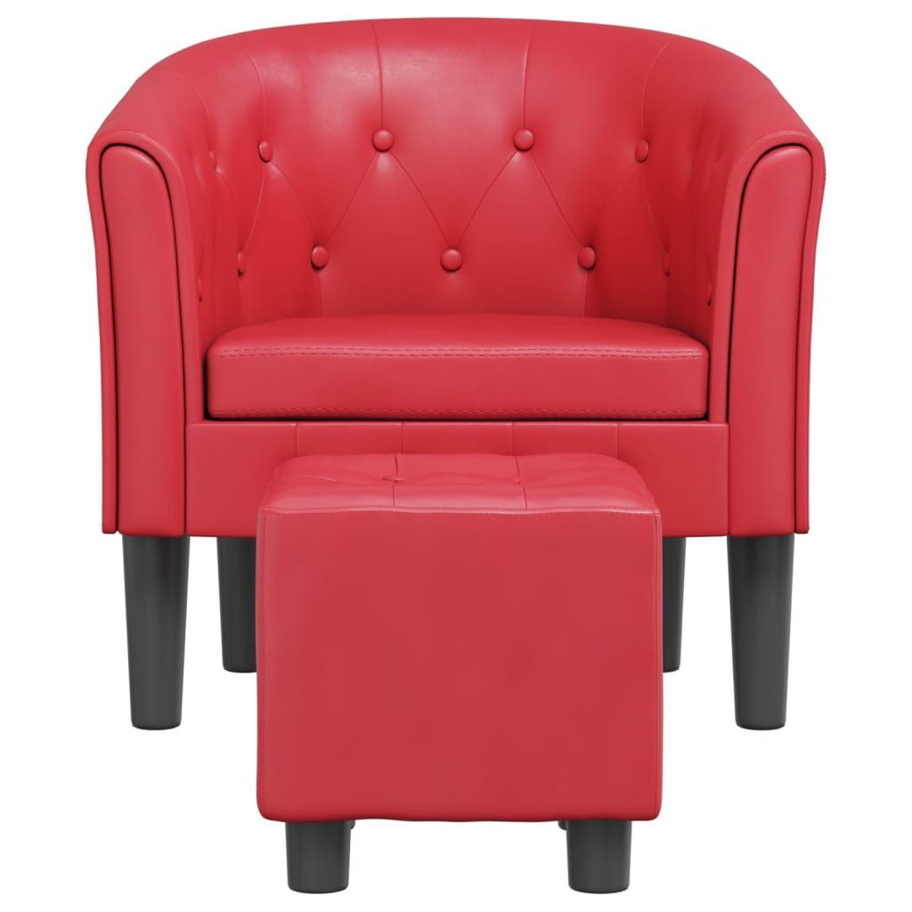 vidaXL Sessel Clubsessel mit Fußhocker Rot Kunstleder (1-St) günstig online kaufen