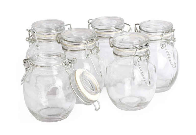 VBS Vorratsglas, Glas, bauchig, H 9 cm, Ø 6 cm, 120 ml, 6 Stück