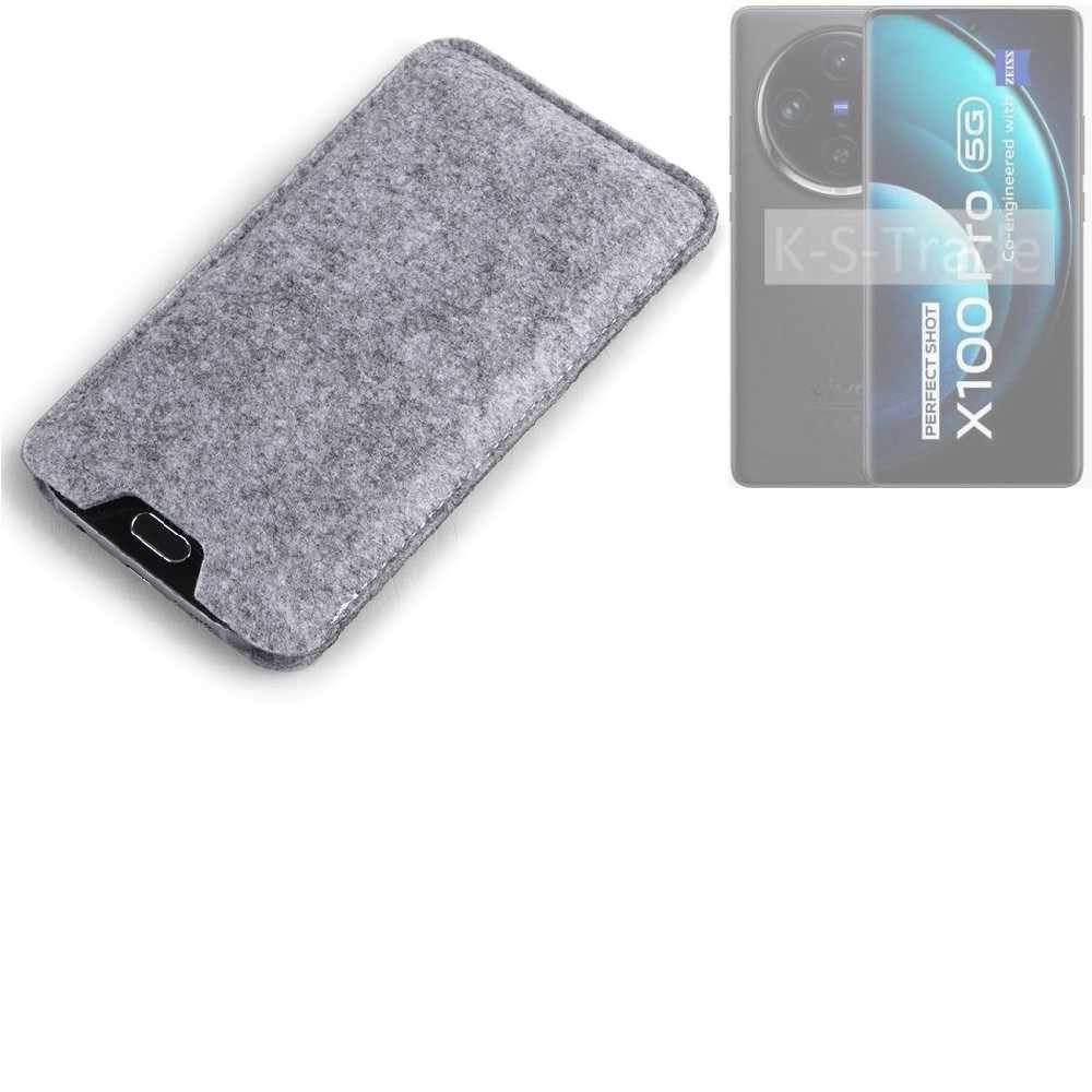 K-S-Trade Handyhülle für Vivo X100 Pro, Filz Handyhülle Schutzhülle Filztasche Filz Tasche Case Sleeve