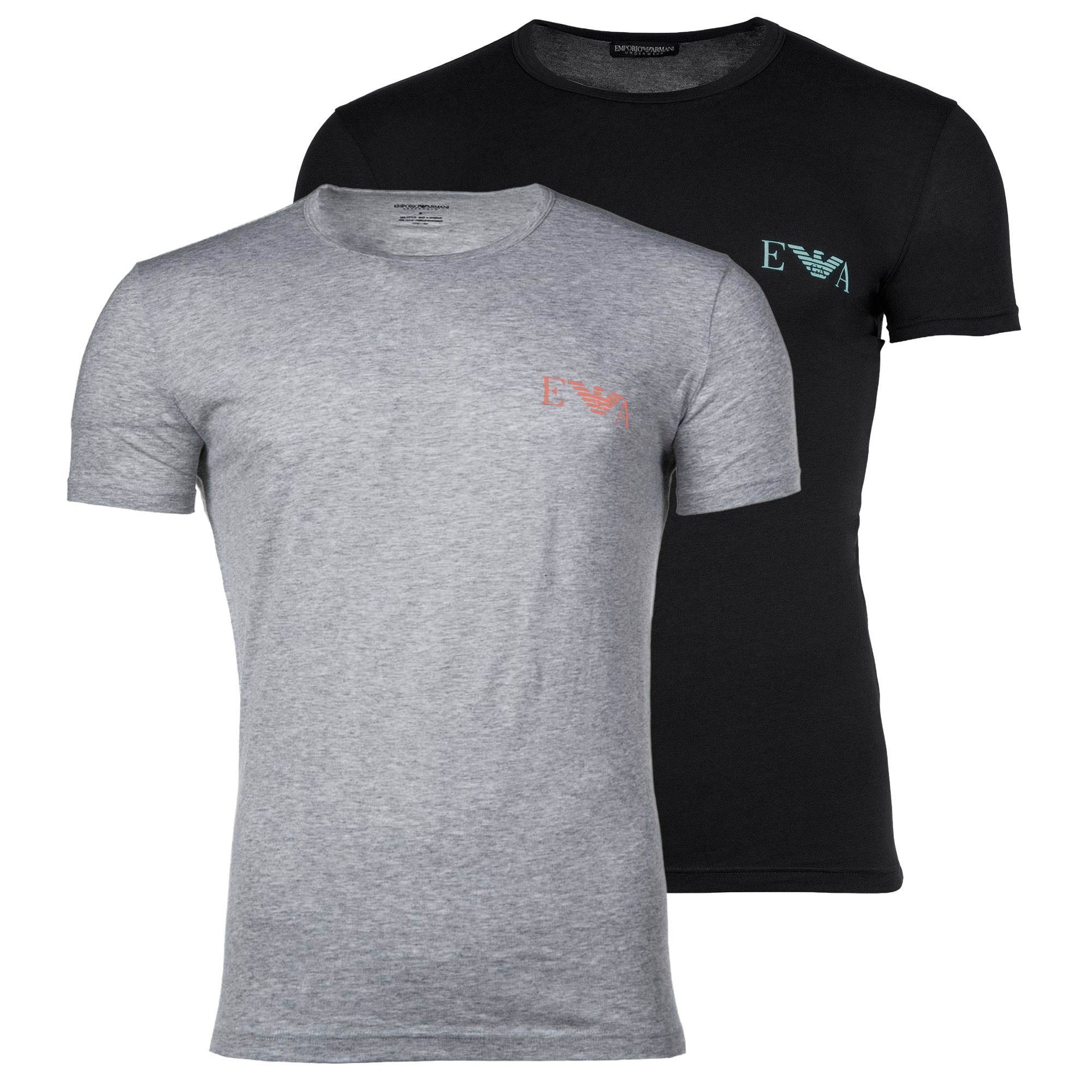 Emporio Armani T-Shirt Herren T-Shirt 2er Pack Baumwolle BOLD MONOGRAM (Packung, 2er Pack)