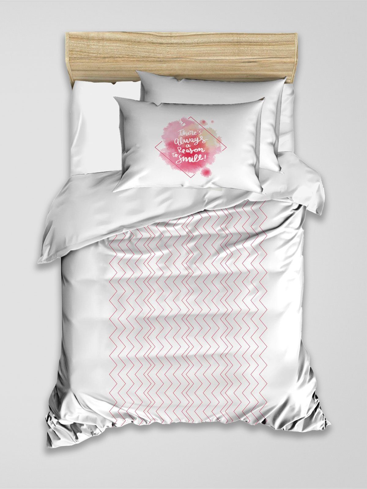 Bettwäsche Renforcé Bettbezug-Kopfkissenbezug-Set Streifen Design Weiß mit Rosa, Best Class, 100% Baumwolle, 2 teilig, Weich und atmungsaktiv Bettwäsche aus natürlicher Renforcé-Baumwolle