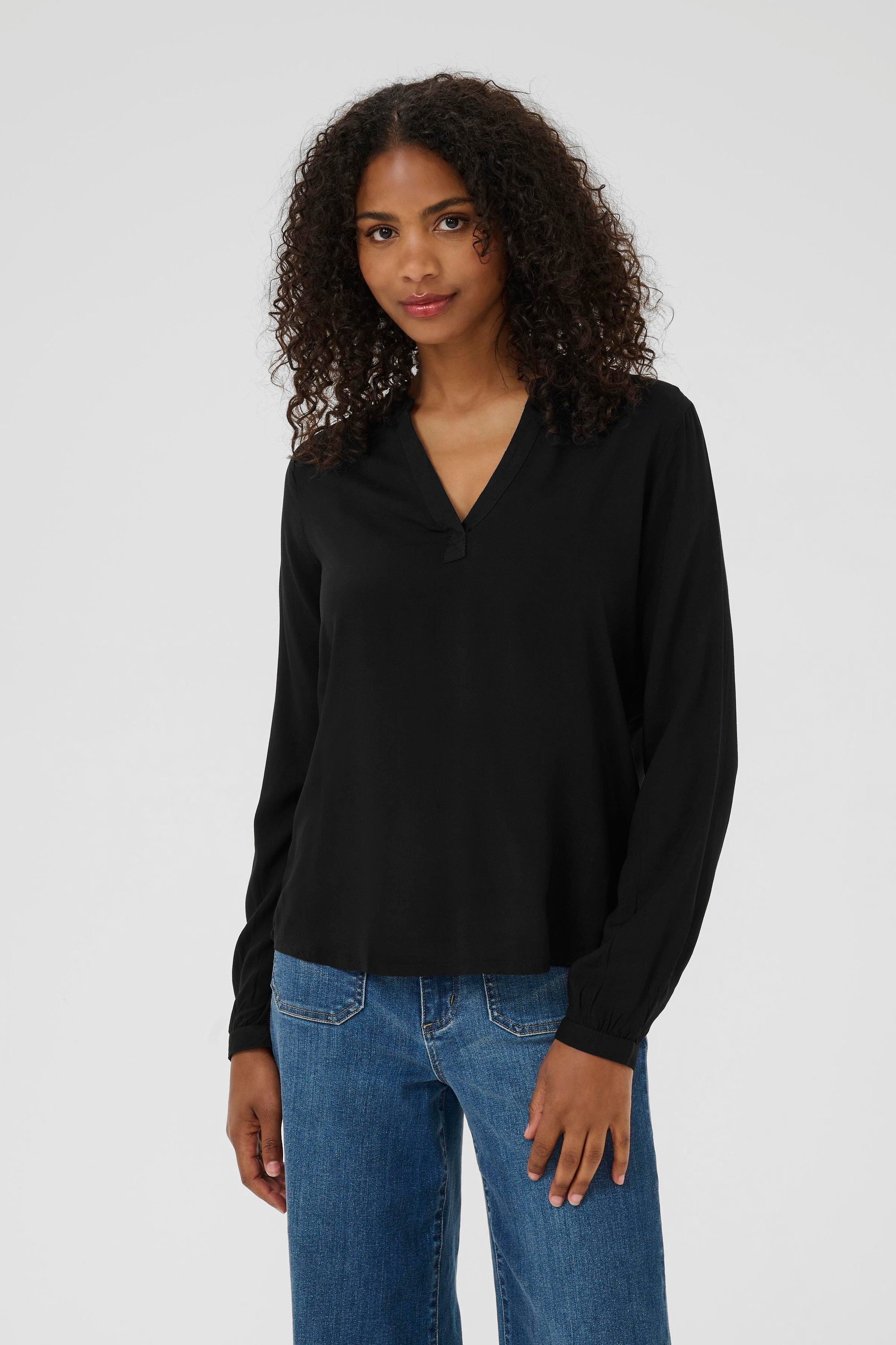 KAFFE Langarmbluse Langarm-Bluse KAcalinda