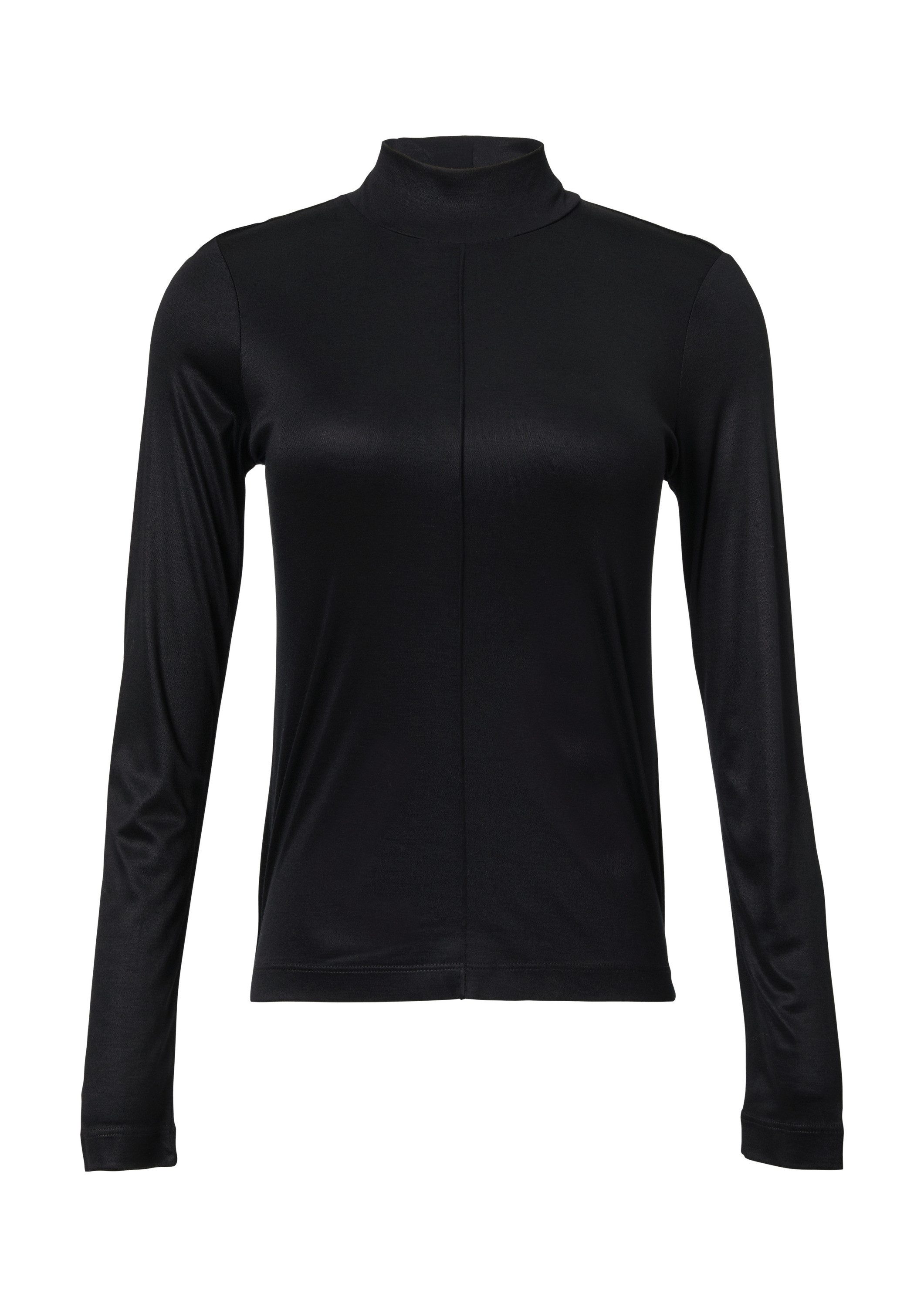 comma Langarmshirt T-Shirt Schimmerndes Viskoseshirt mit Ziernaht günstig online kaufen