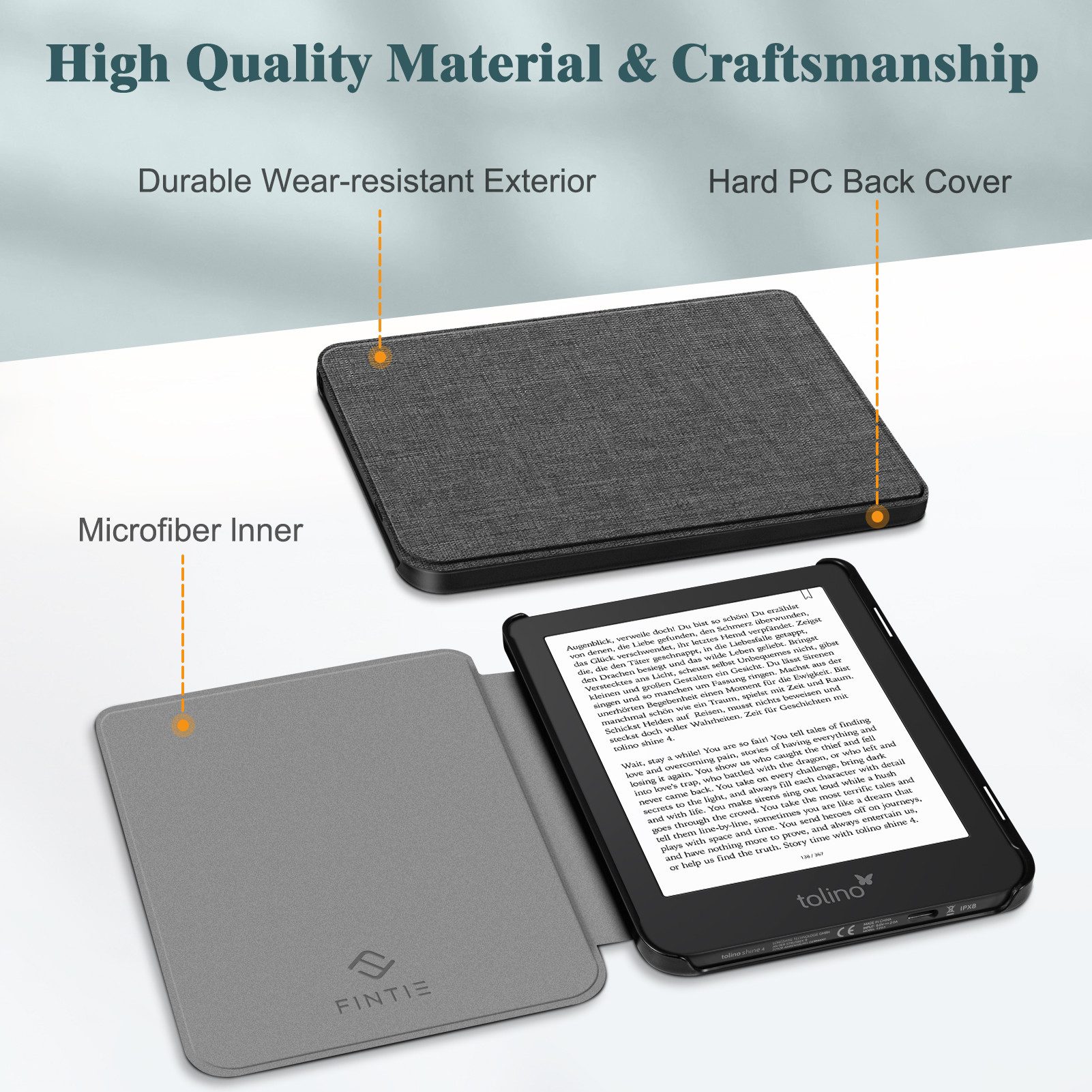 Fintie E-Reader-Hülle für Tolino Shine Color/Shine 5(2024)&Kobo Clara Colour/Clara BW(2024), Ultradünn Hülle mit Auto Schlaf/Wach und Magnetverschluss – Bild 5 von 5
