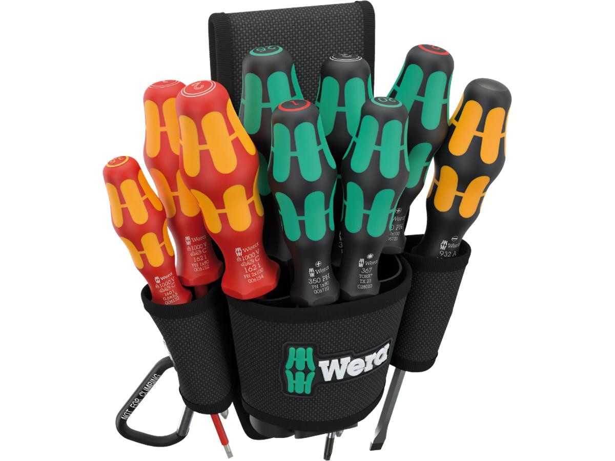 Wera Schraubendreher 9620 Gürteltasche Set 1, (Set, 10-teilig), VDE Universal Schraubendreher-Set, inkl. Gürteltasche