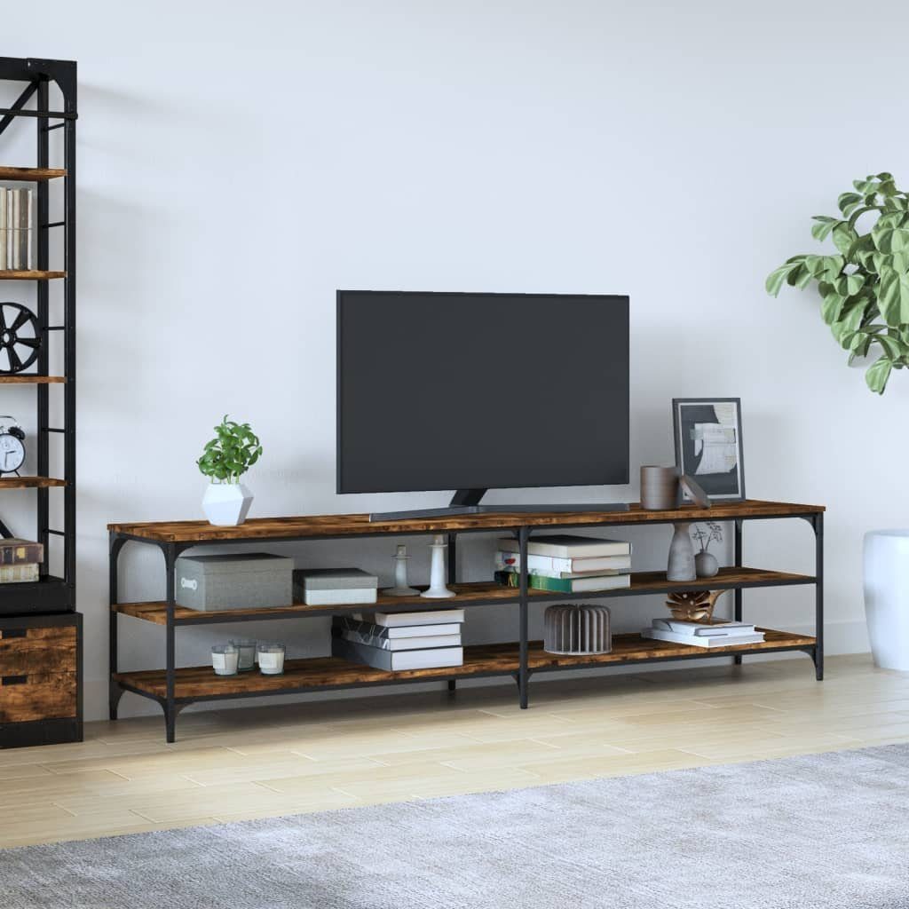 furnicato TV-Schrank Räuchereiche 200x30x50 cm und Holzwerkstoff Metall