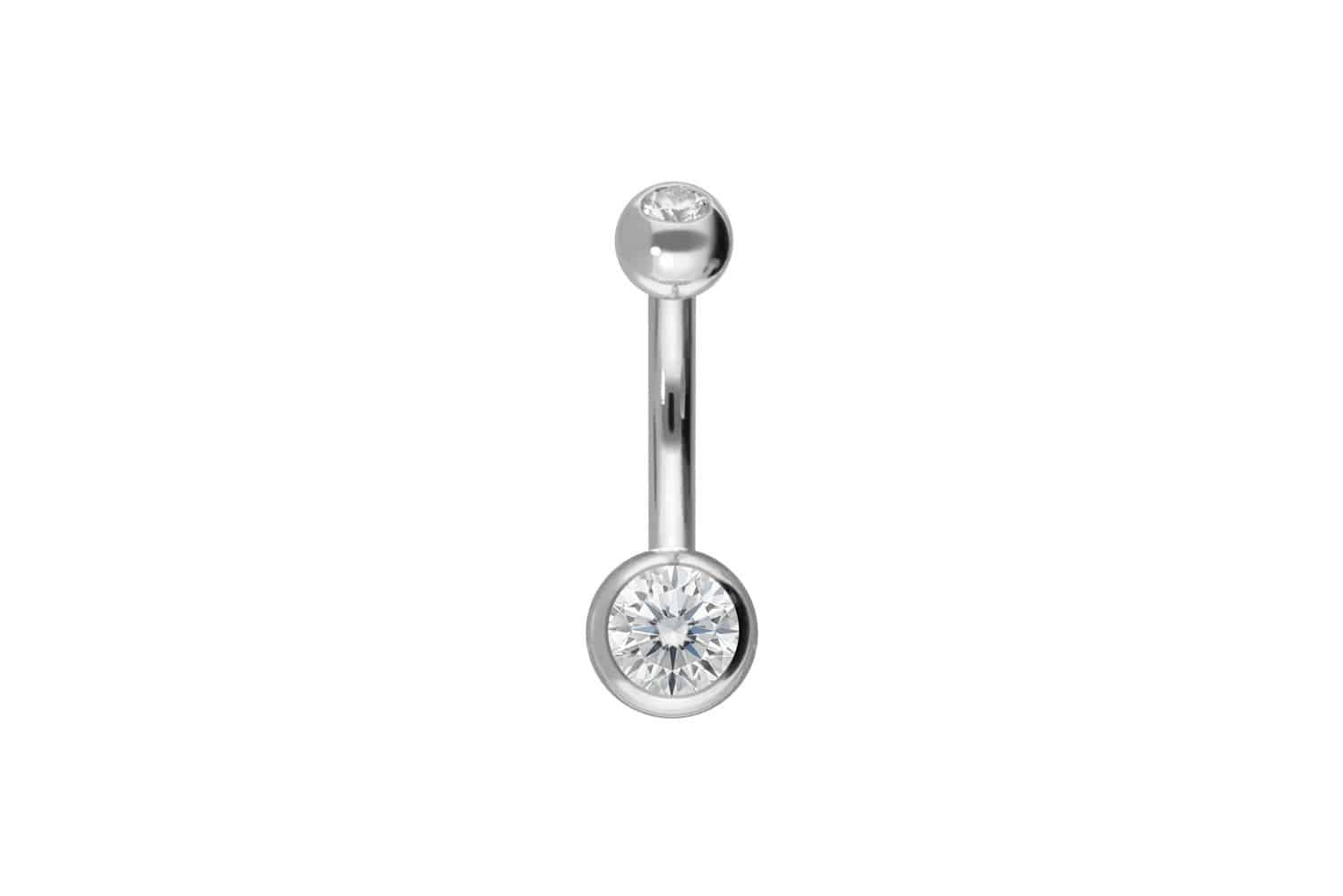 Bauchnabelpiercing 18 Karat Gold Mini Bananabell 2 MOISSANITE