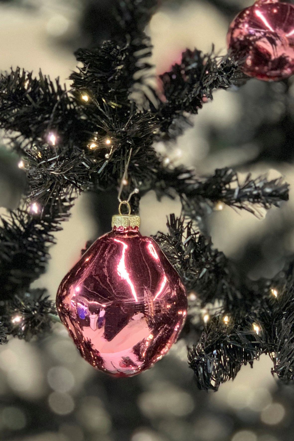 Birdelle Glas Weihnachtsbaumkugel Leonique cm, 8 Ø glänzend, ca. aus in rosa (6 Kugeln Weihnachtsdeko, St), organische Baumkugeln organischer Christbaumkugeln Form, Christbaumschmuck,