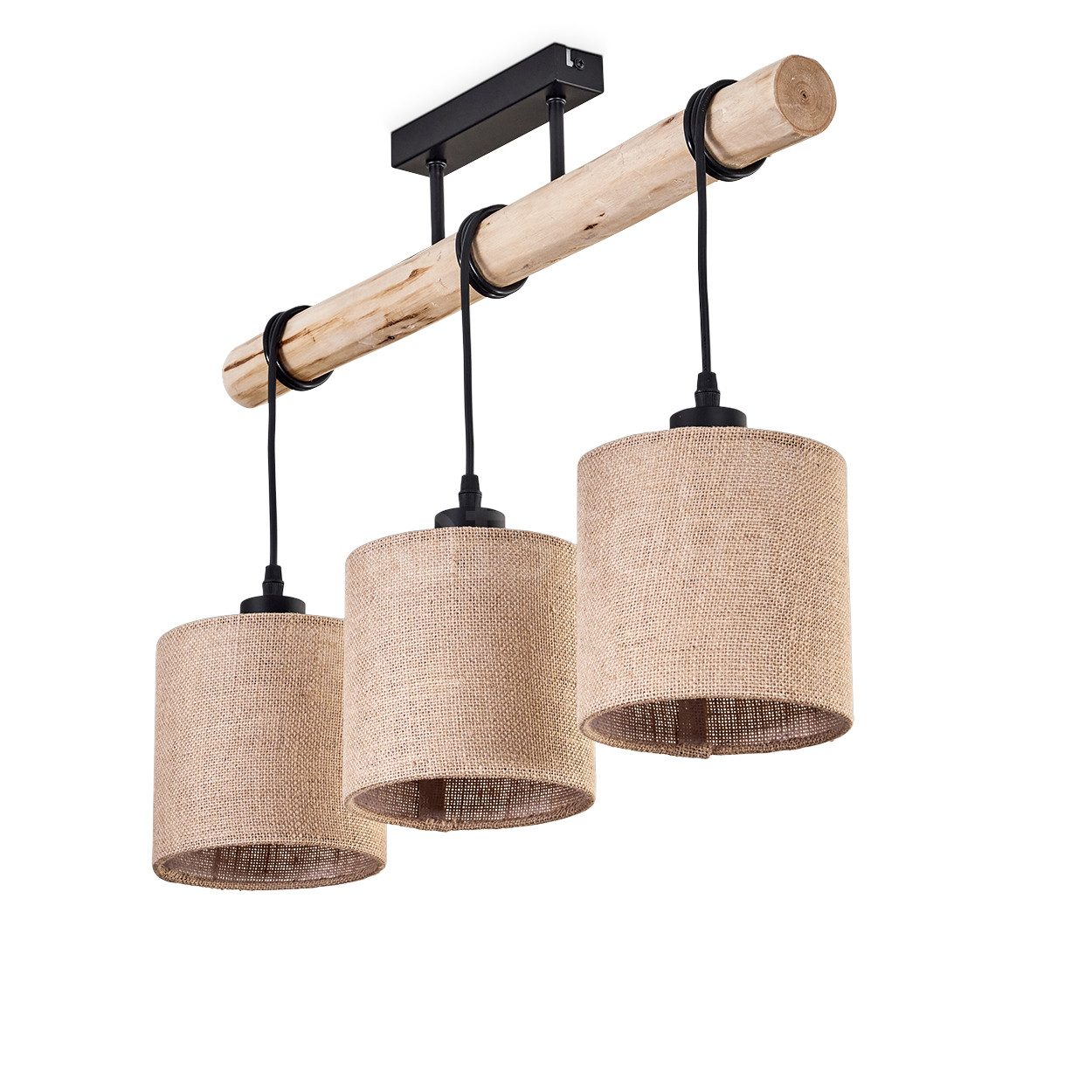 hofstein Deckenleuchte moderne Deckenlampe aus Holz/Metall/Leinen in Natur/ günstig online kaufen