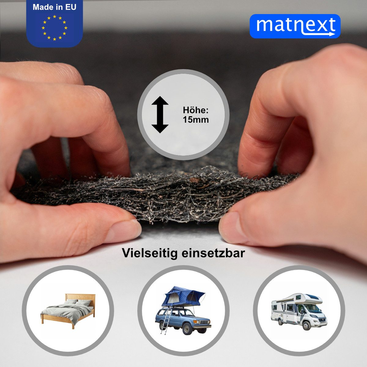 Matratzenschoner Matnext Airflow ECO 15mm Kokosfaser Naturlatex - langlebige Unterlage matnext, Matnext Airflow: Atmungsaktiv, zuschneidbar, schützt vor Schimmel.