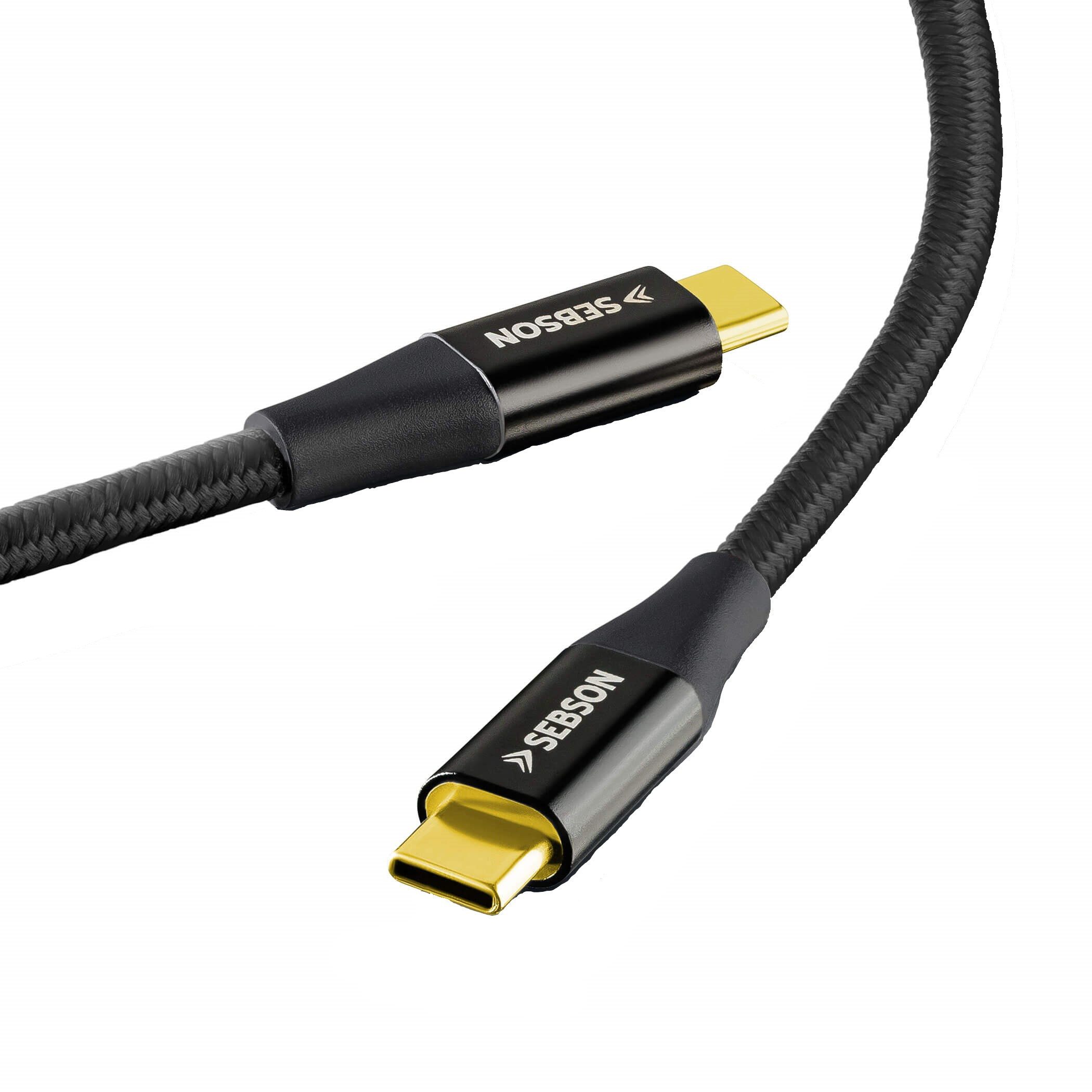 SEBSON USB C Kabel 0,5m auf USB C, Ladekabel / Datenkabel 3.1 Gen2, schwarz Smartphone-Kabel, (50 cm)