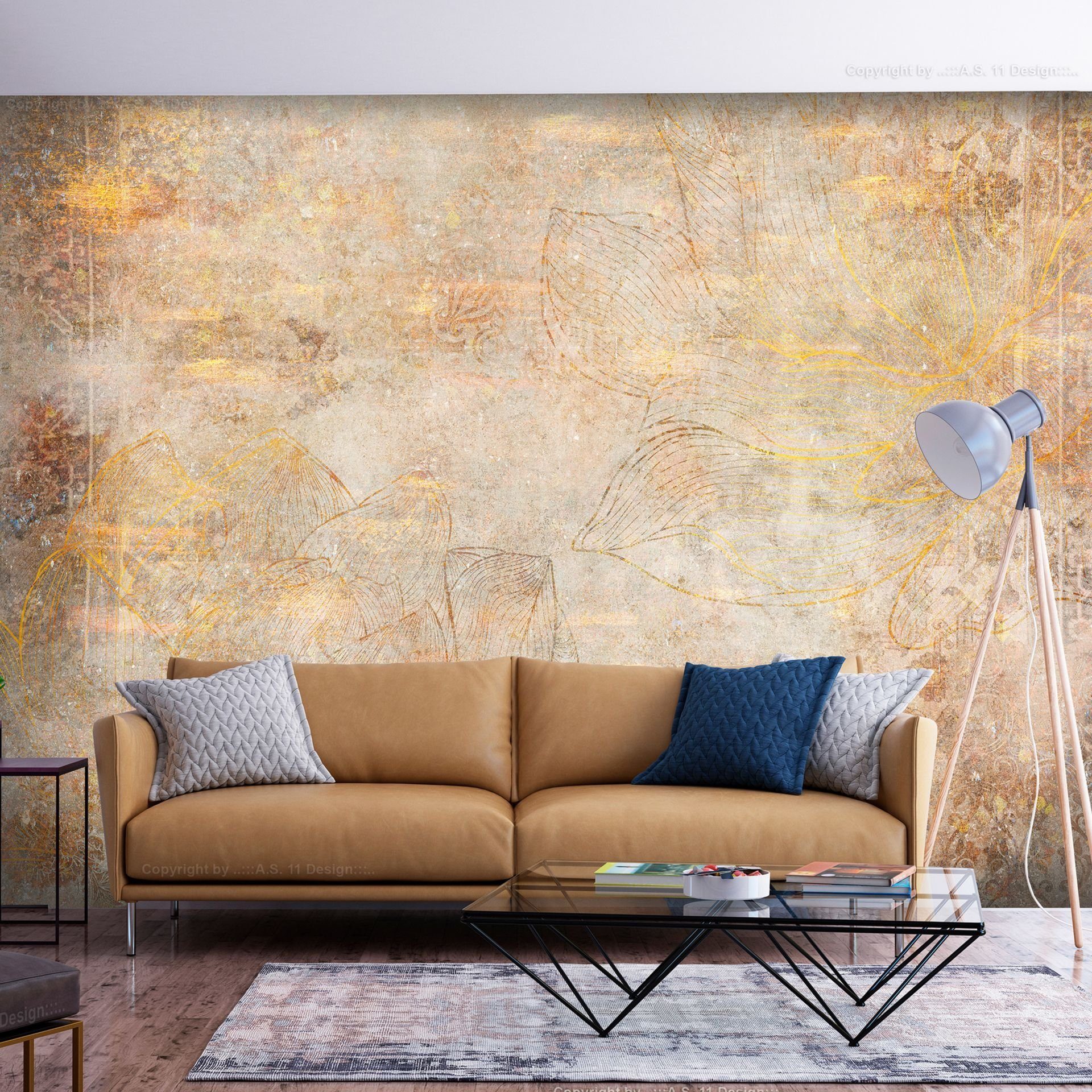 KUNSTLOFT Vliestapete Golden Etude 0.98x0.7 m, matt, lichtbeständige Design Tapete