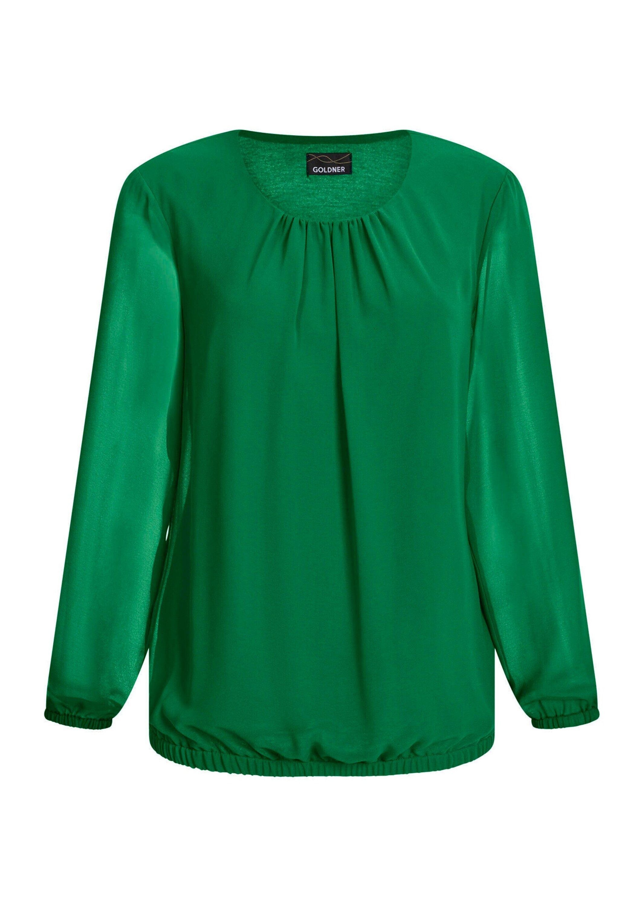Klassische Bluse Jerseybluse mit Falten-Details