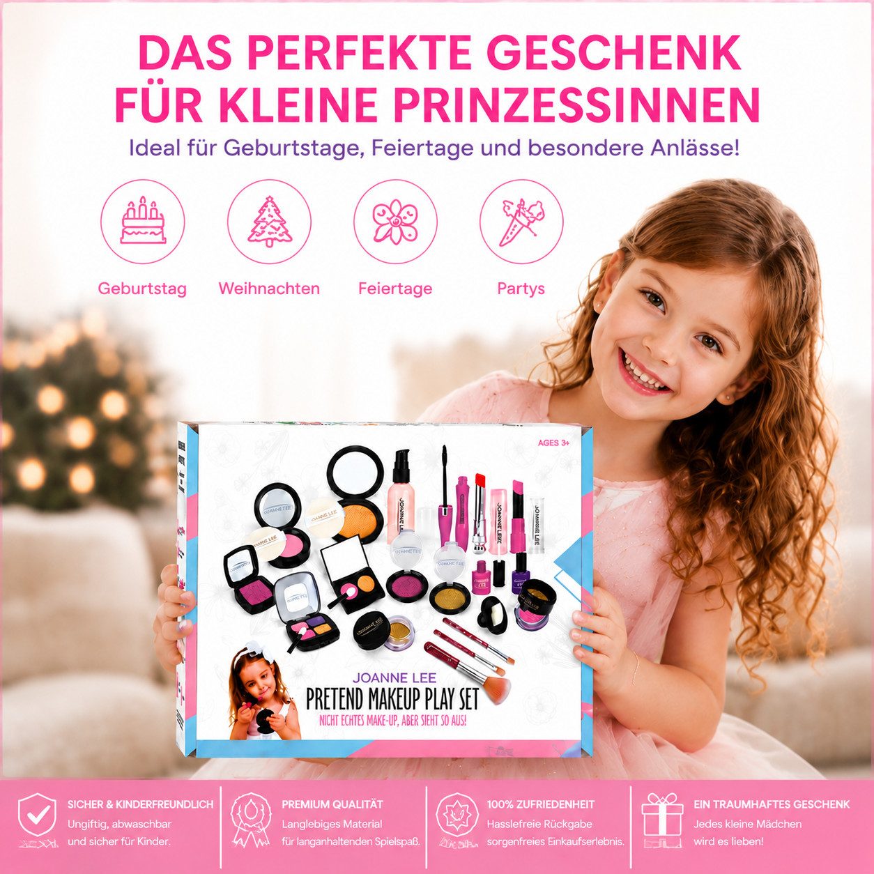 Fyrove Kosmetik-Koffer Kinder Schminkset Spielzeug, Make-up Set für Mädchen, Rollenspiel, 23-tlg., (12-St), Realistisches Make-up-Spielset, Rollenspiel für Kinder,tragbares Spielzeug