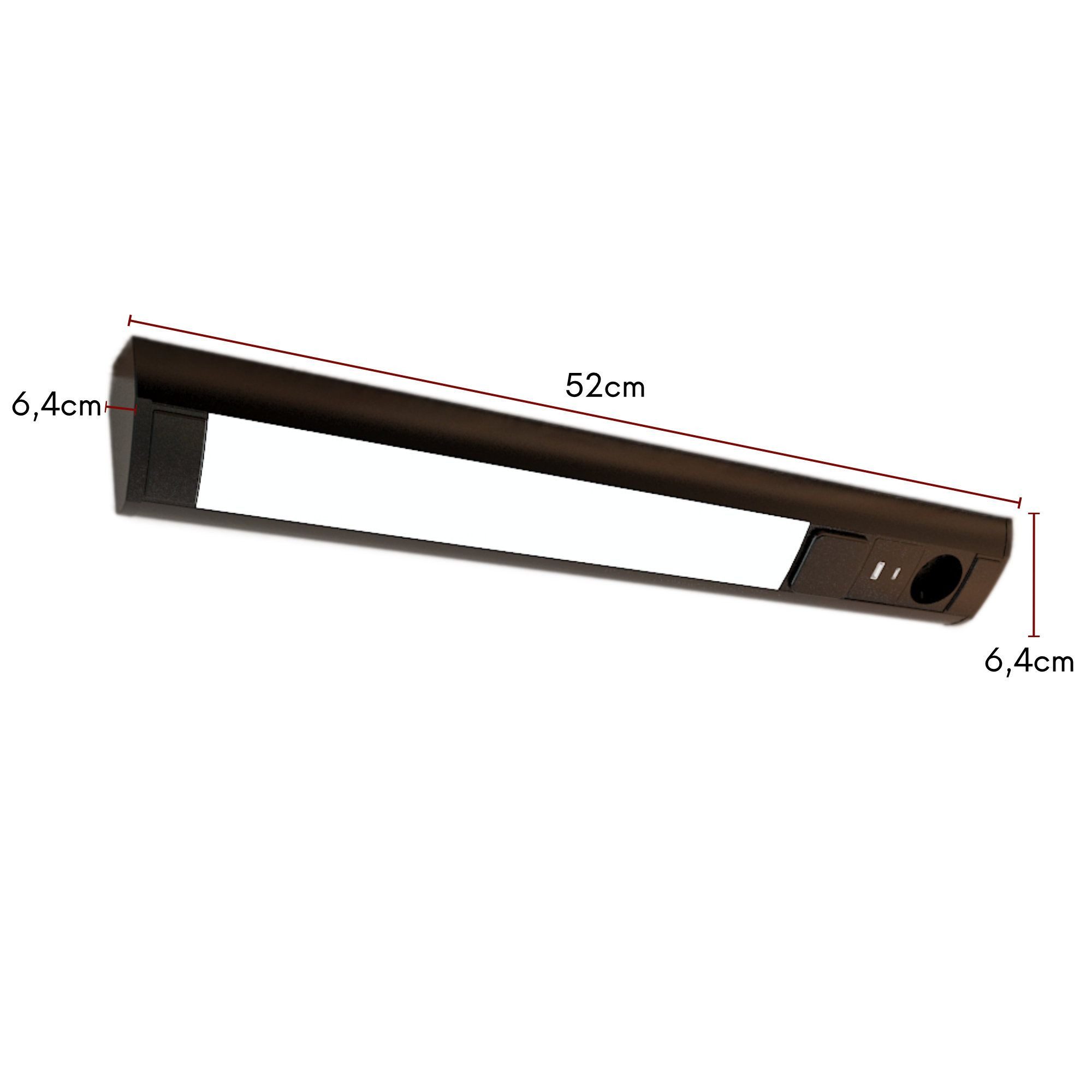 kalb LED Unterbauleuchte LED Unterbauleuchte mit Schalter u. 230V Steckdose USB-Port Typ A u. C, Kippschalter, Warmweiß