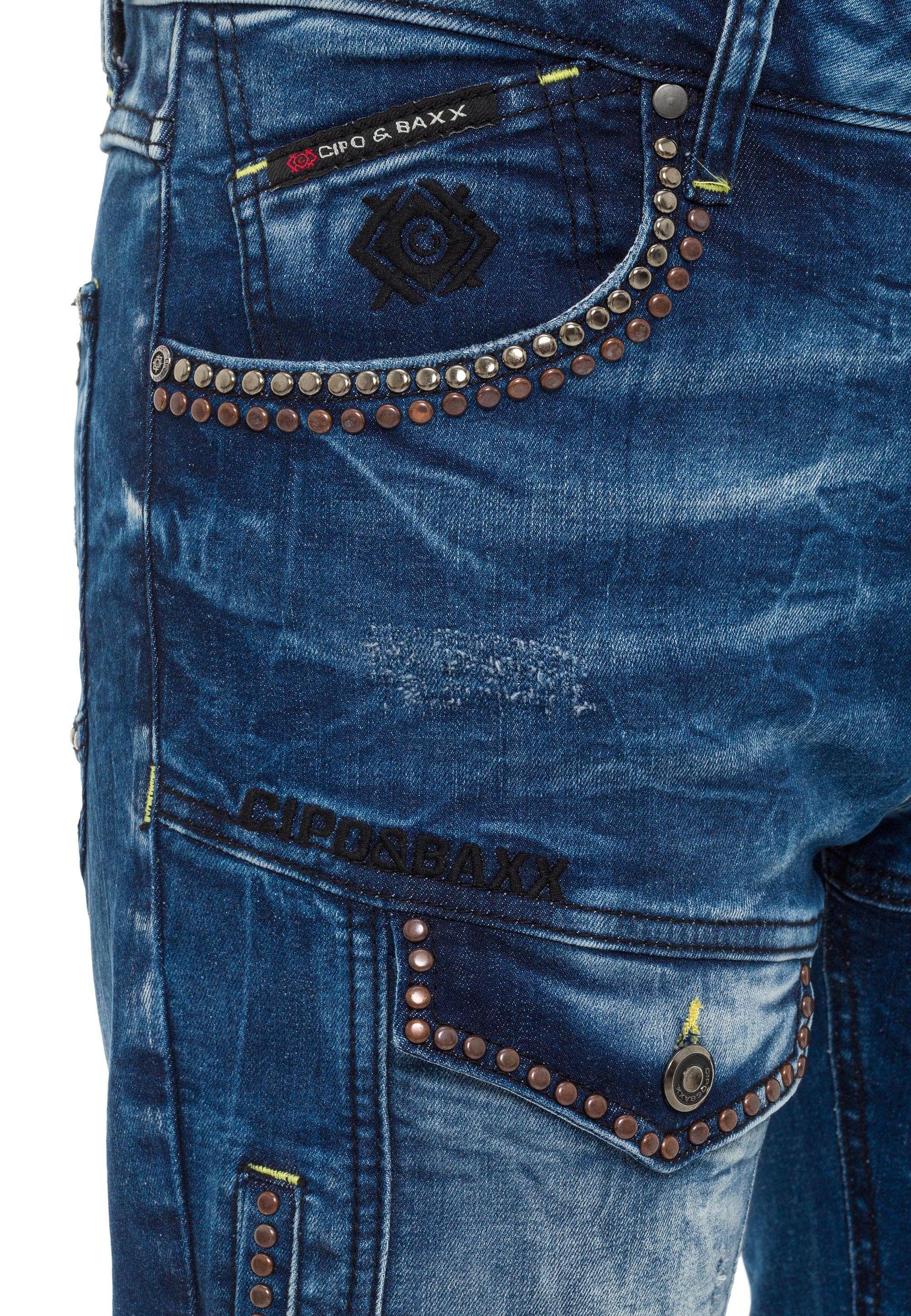 Cipo & Baxx Straight-Jeans in Look ausgefallenem