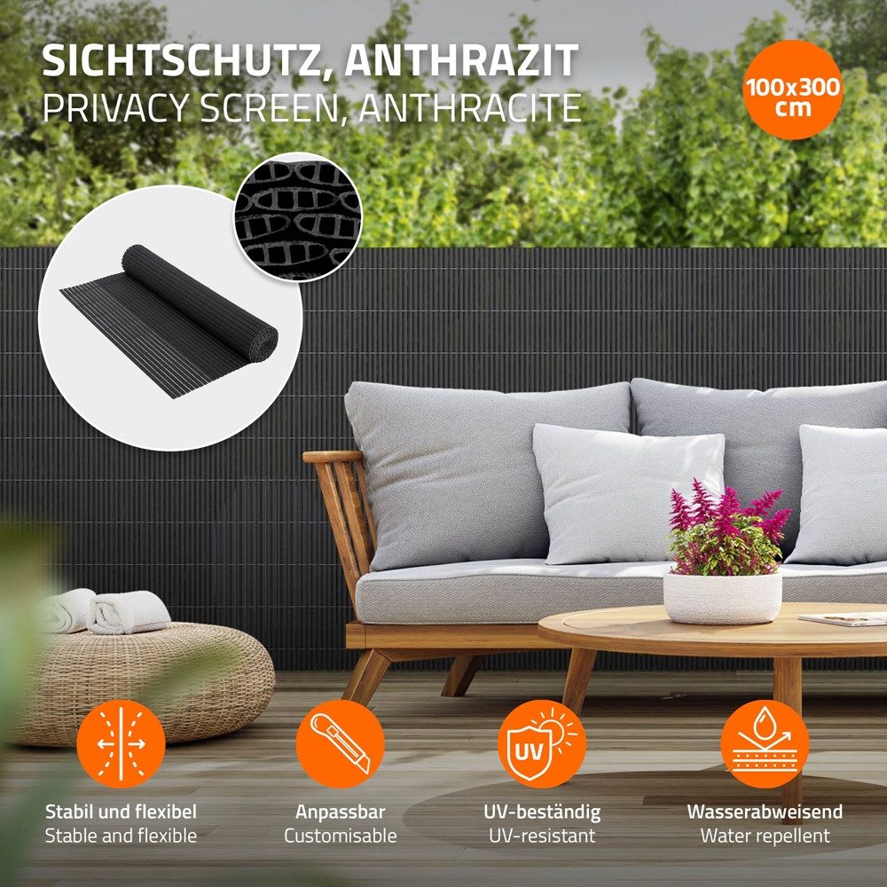 ECD Germany Balkonsichtschutz PVC Sichtschutzmatte Sichtschutzzaun UV-bestä günstig online kaufen