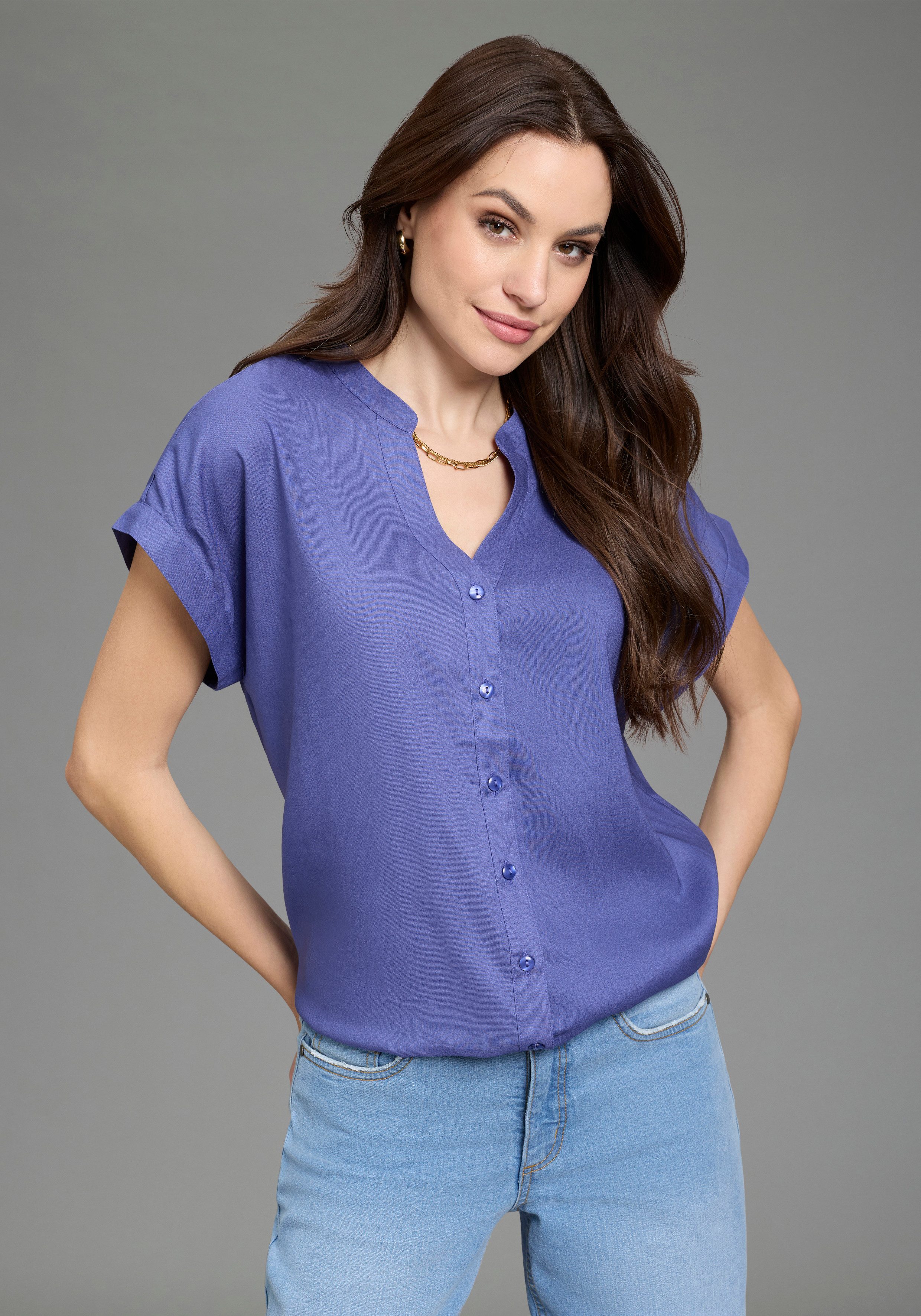 Boysen's Hemdbluse im Oversized-Style mit Ballonsaum günstig online kaufen
