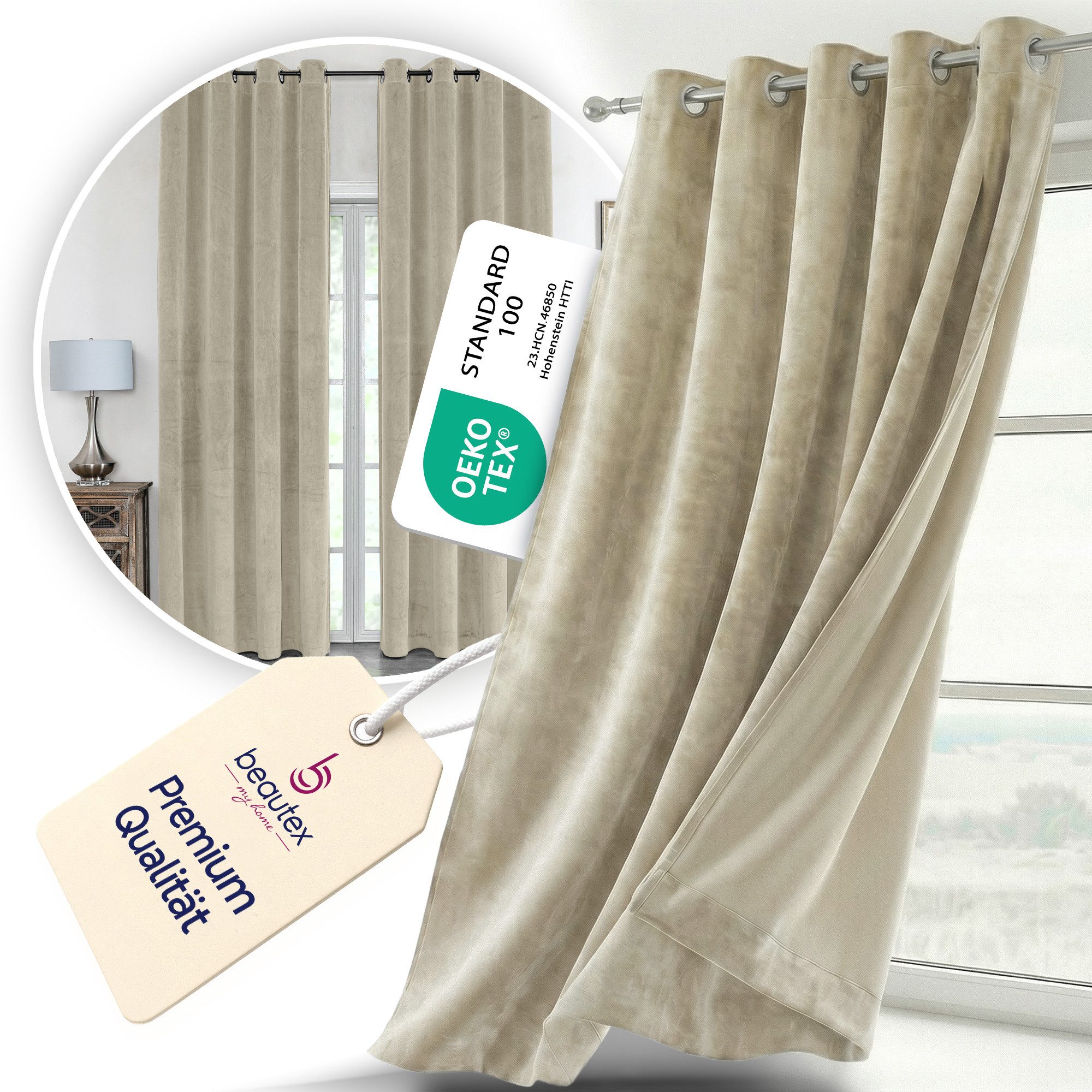 Beautex Verdunkelungsvorhang Samt Vorhang Ösen Gardine Velvet blickdicht ab günstig online kaufen