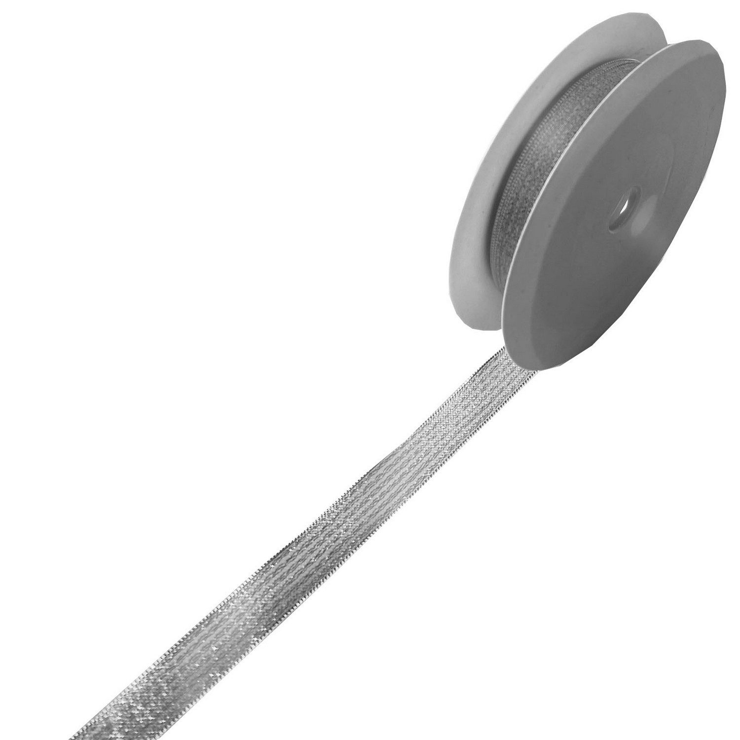 Thumbnail - Deko AS Dekoband Halbtransparentes Lurexband - silber - 8mm - 50m - 50019-8-50-01…