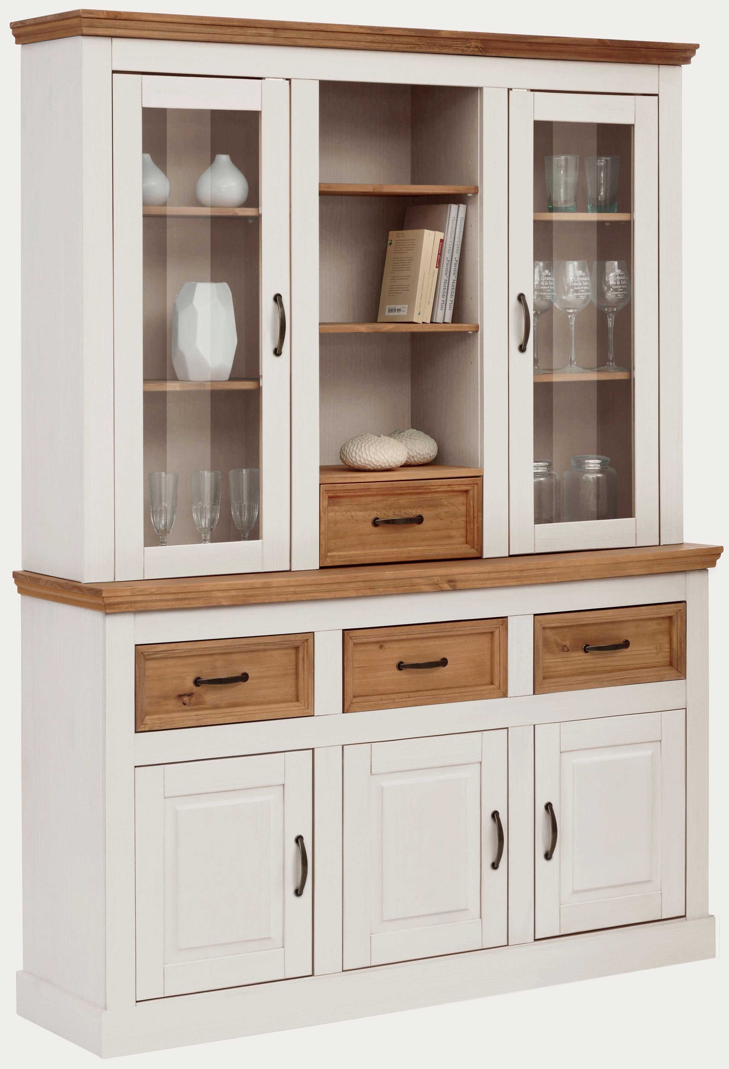 OTTO home Buffet Selma aus massivem Kiefernholz, mit Griffen aus antikisiertem Metall