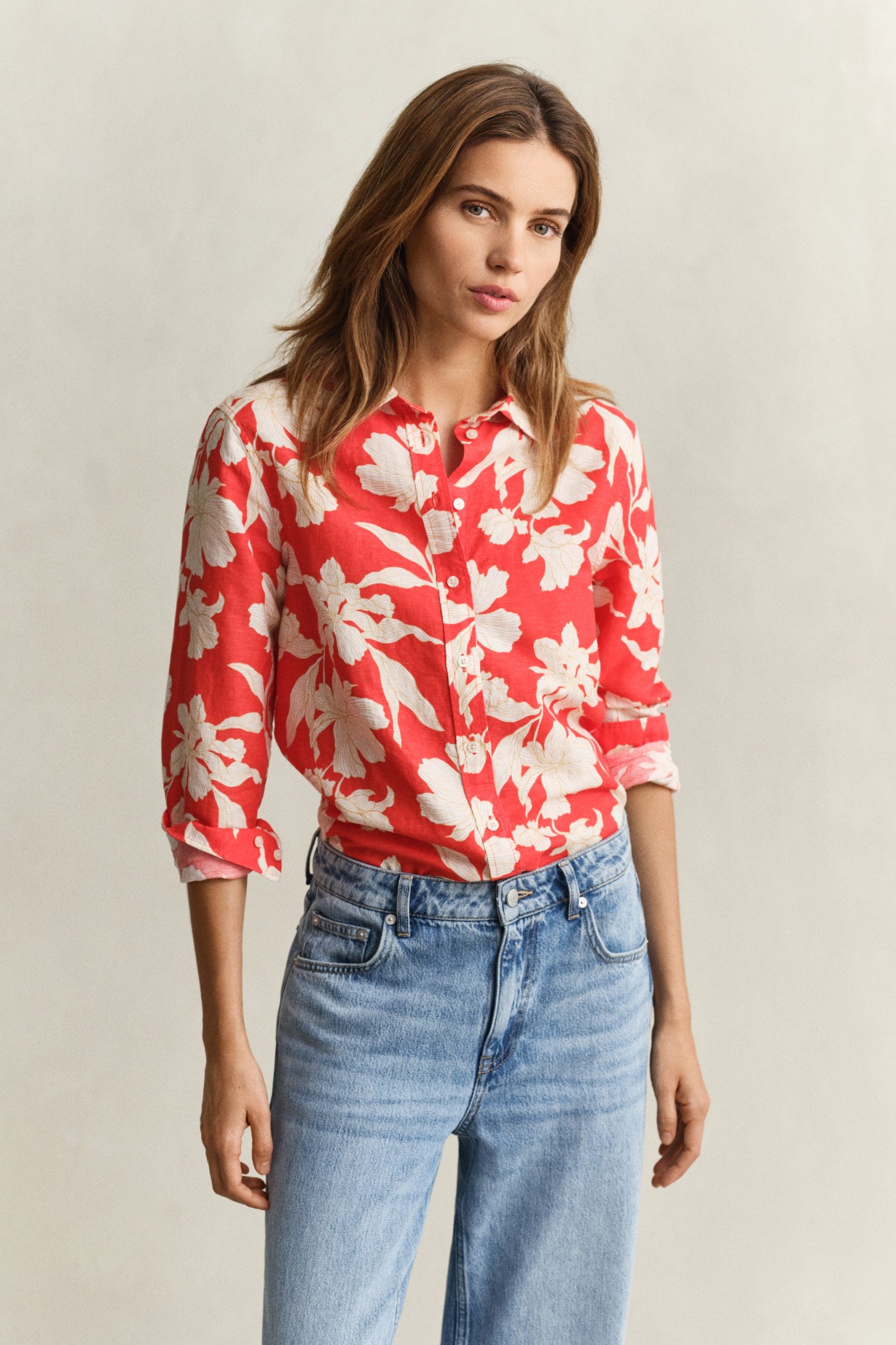 Gant Kurzarmhemd REG FLORAL PRINT LINEN SHIRT
