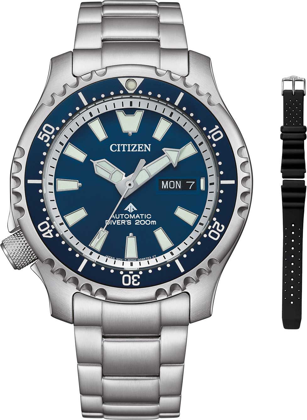 Citizen Quarzuhr Herrenuhr Automatik- Taucheruhr - schwarzes Polyurethanarmband liegt b