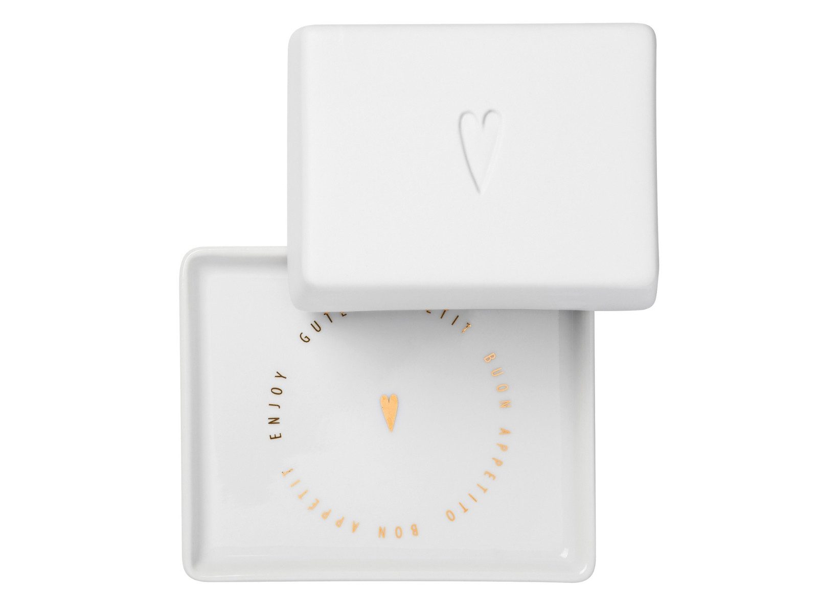 räder design stories Butterdose Butterdose klein Herz weiß 11,5cm, Porzellan