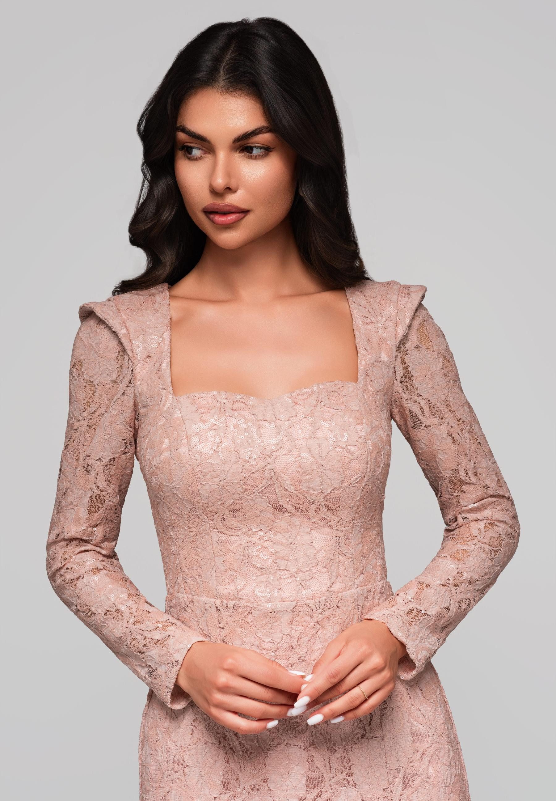 OMBRE Abendkleid Elegantes Spitzenkleid mit langen Ärmeln