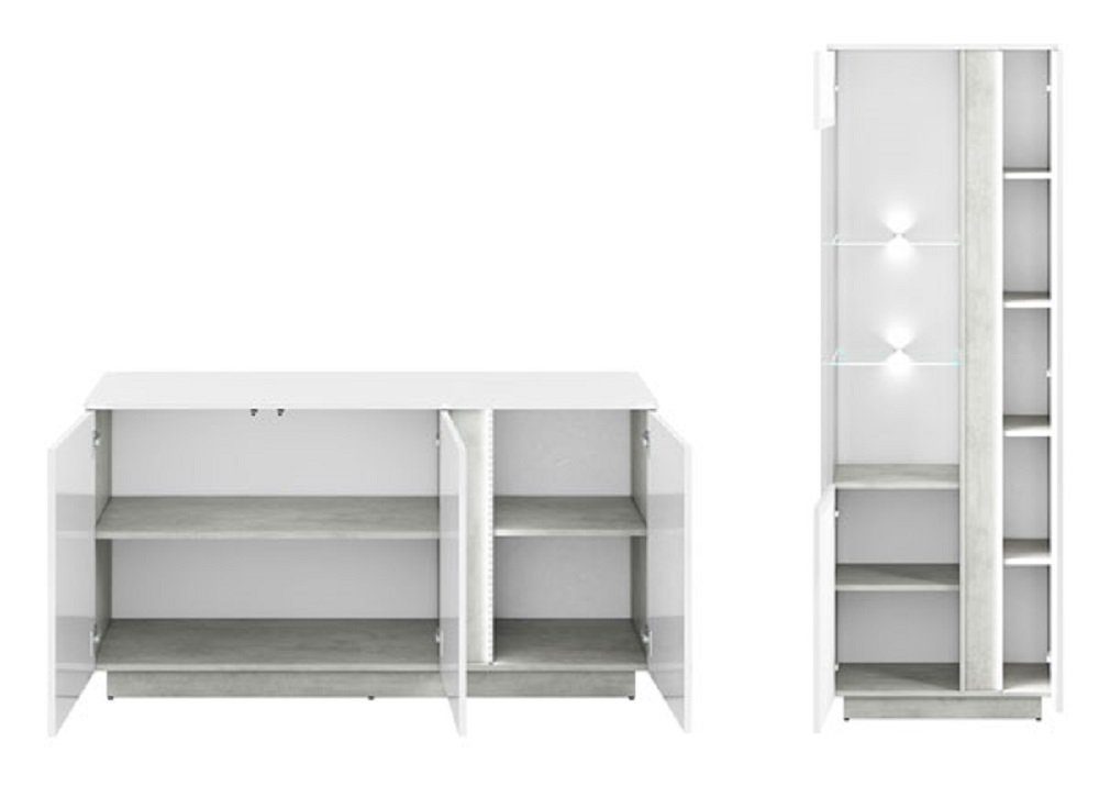 - cm LED-Beleuchtung Vitrine), LUMENS, inkl. Wohnwand 207 1 Gesamtmaße + B/T/H: (Set, cm 40 201 1 x x Sideboard cm Feldmann-Wohnen