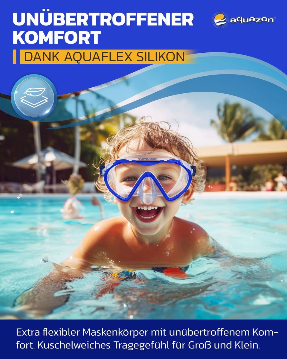 AQUAZON Taucherbrille BEACH, Schnorchelbrille für Kinder 7-12 Jahre, Silikon