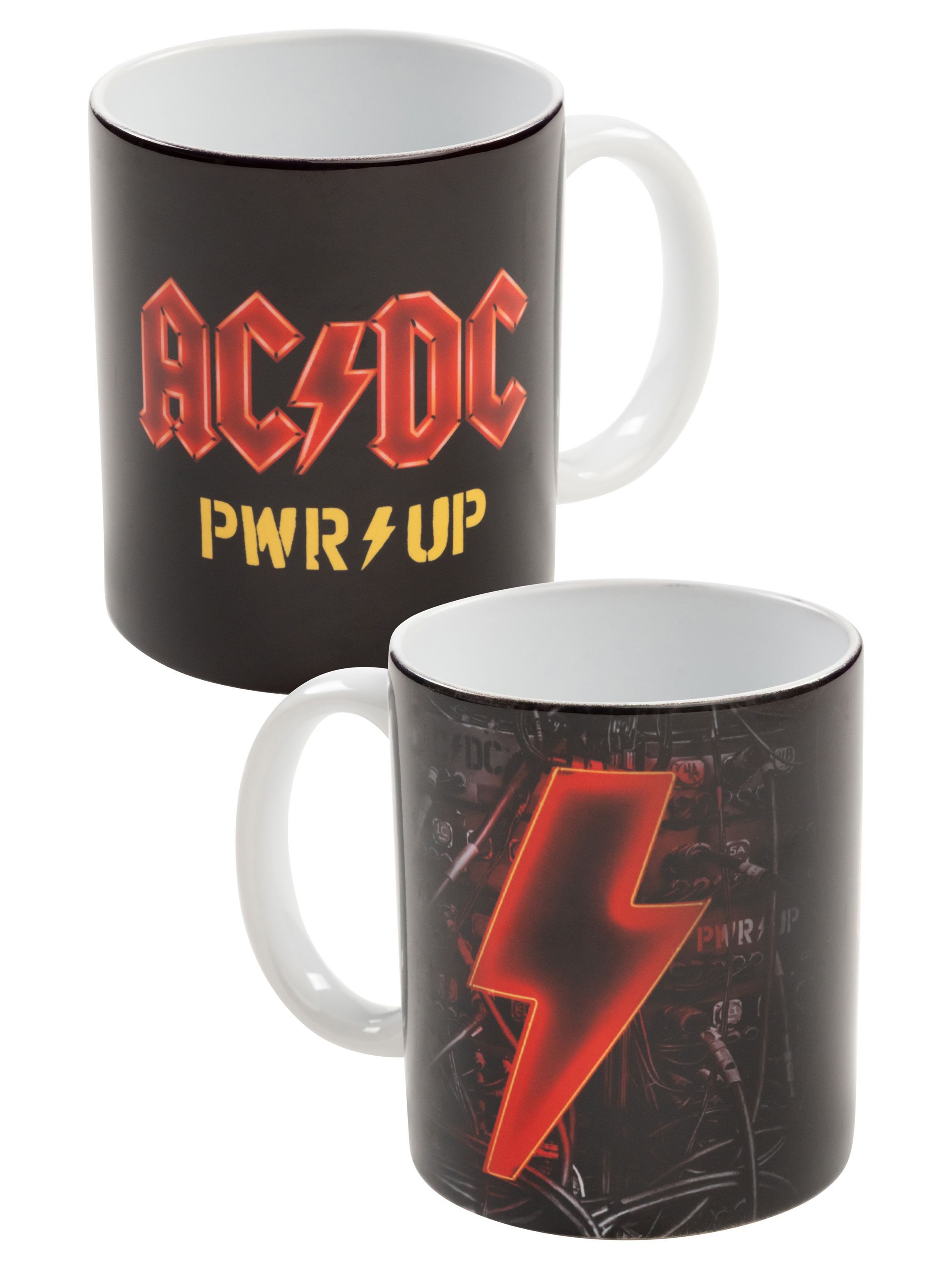 United Labels® Tasse AC/DC Tasse PWR/UP AC DC Kaffeetasse Becher Kaffeebecher 320 ml, Keramik