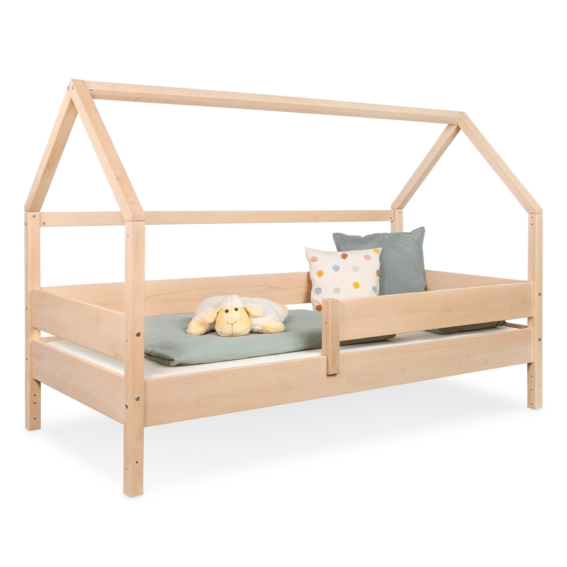 Ehrenkind Bett Hausbett Nova aus massivem Buchenholz mit Rausfallschutz, Massives Buchenholz