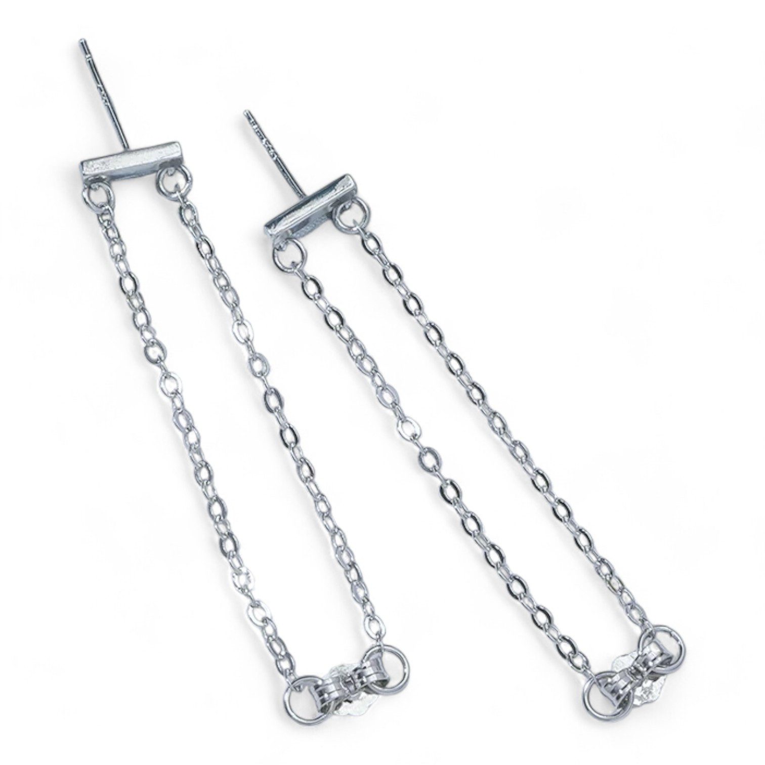 Paar Ohrstecker Drop Chain Ohrringe. Minimalistische Ohrstecker