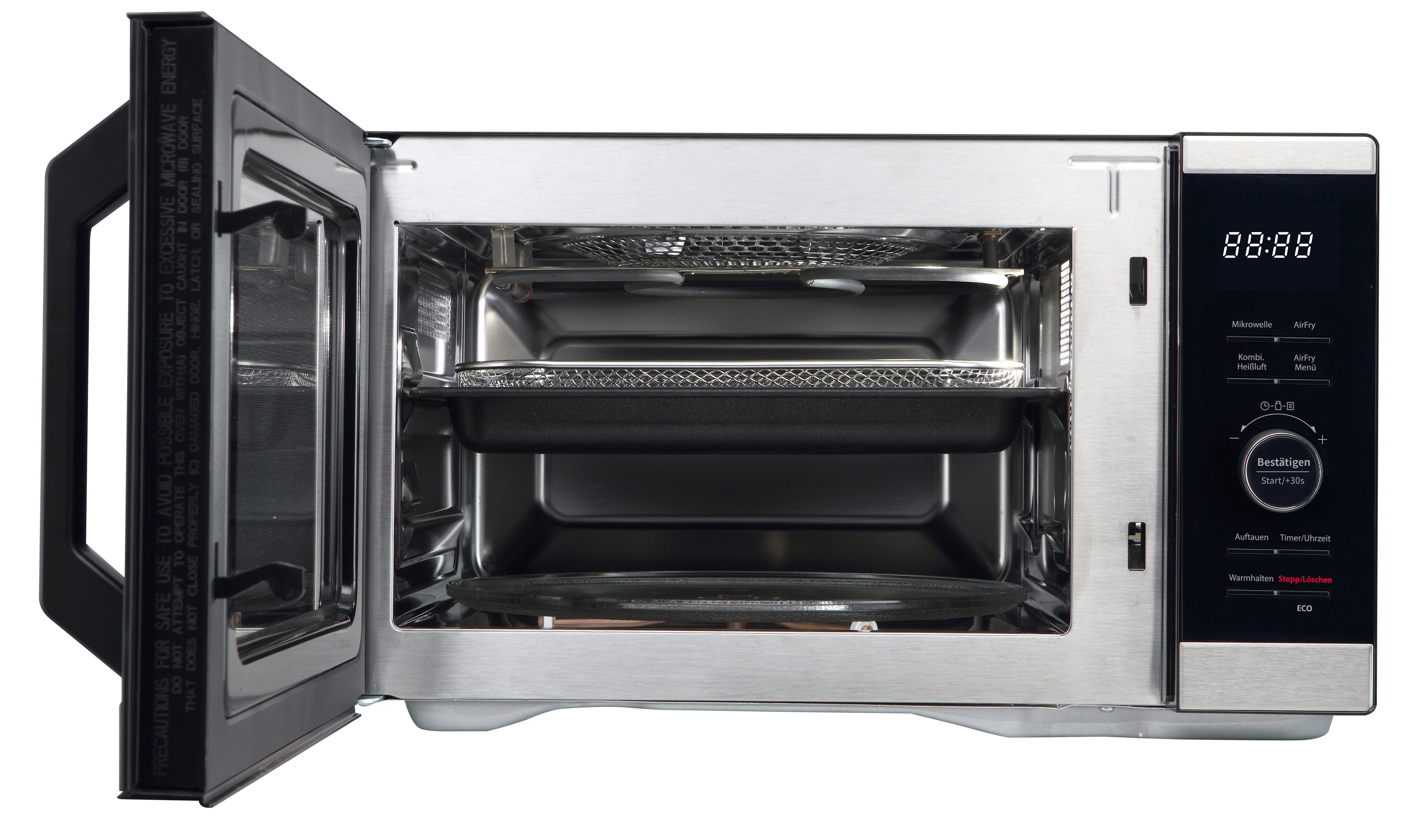 Hanseatic Mikrowelle HM26SB3M, mit Airfry-Funktion, Heißluft, Mikrowelle, Umluft, 26 l, 3 in 1: Mikrowelle, Umluft und Heißluft, inkl. Grillkorb + Grillplatte