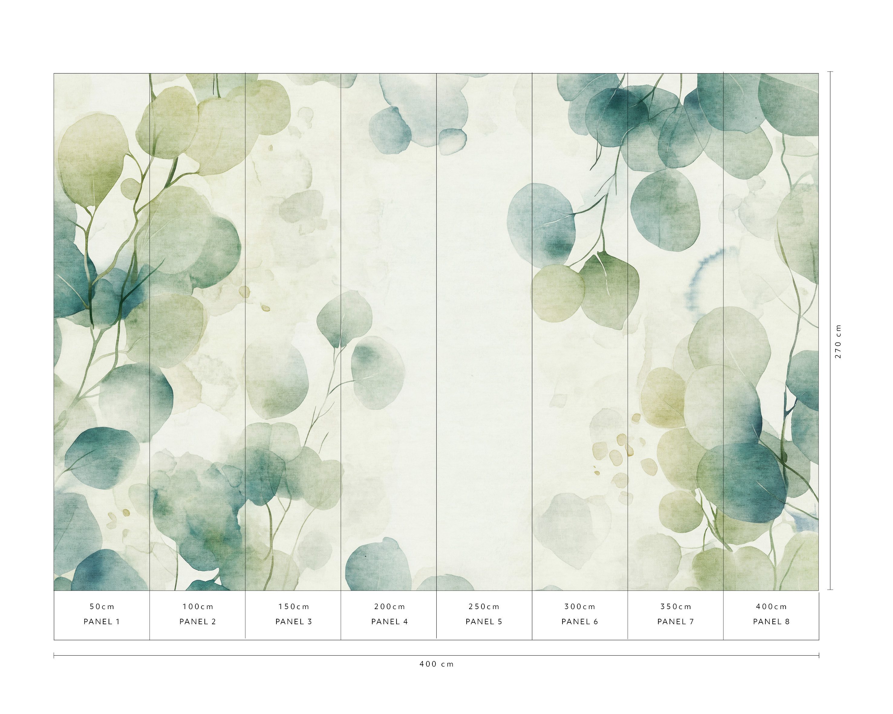 Erismann Vliestapete Fototapete Eukalyptus – Aquarell Grün (400x270cm), Erismann