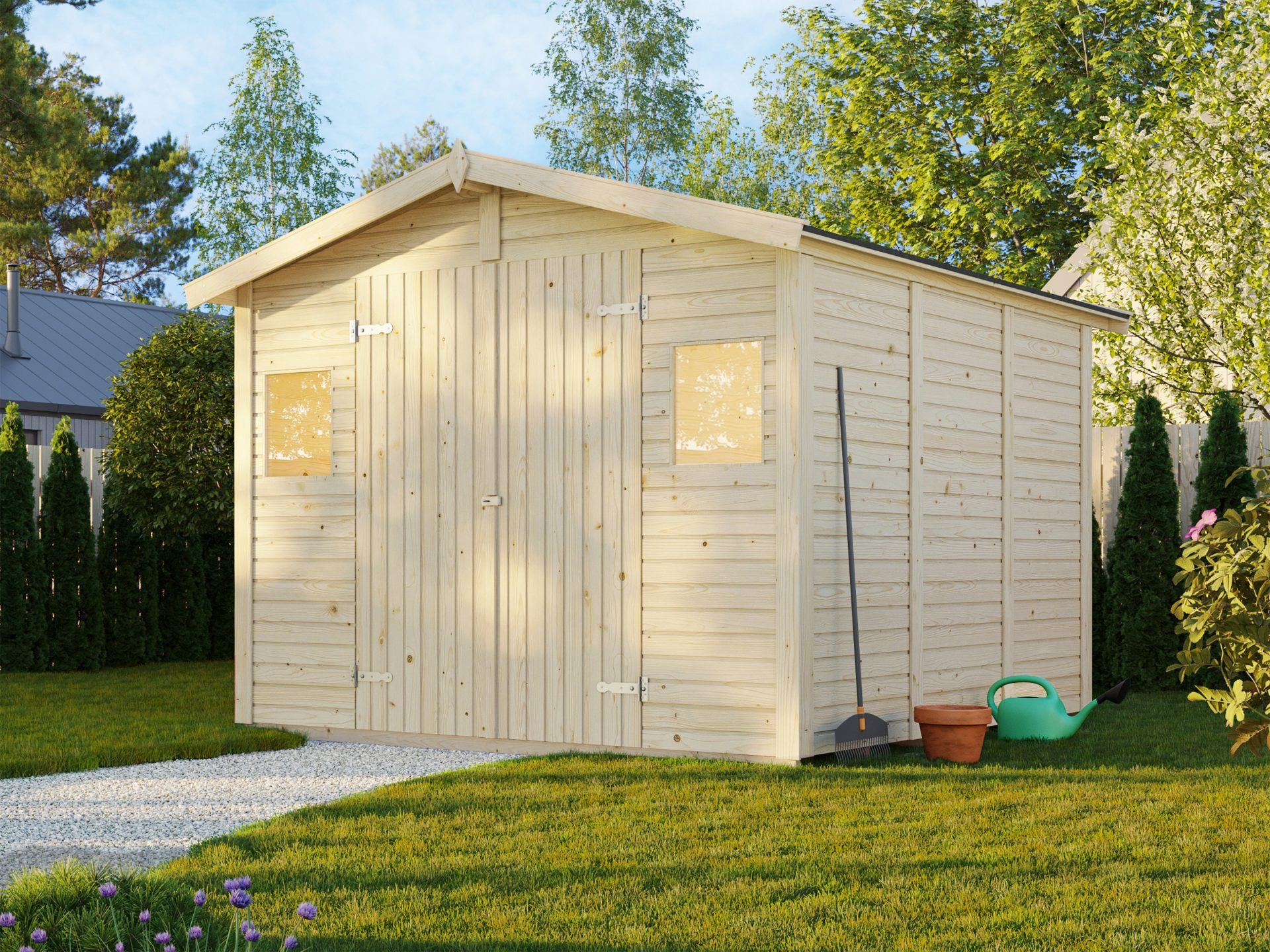 Palmako Gerätehaus Holz Dan 7,5 m² Gartenhaus, BxT: 295x324 cm, mit Schindeln schwarz