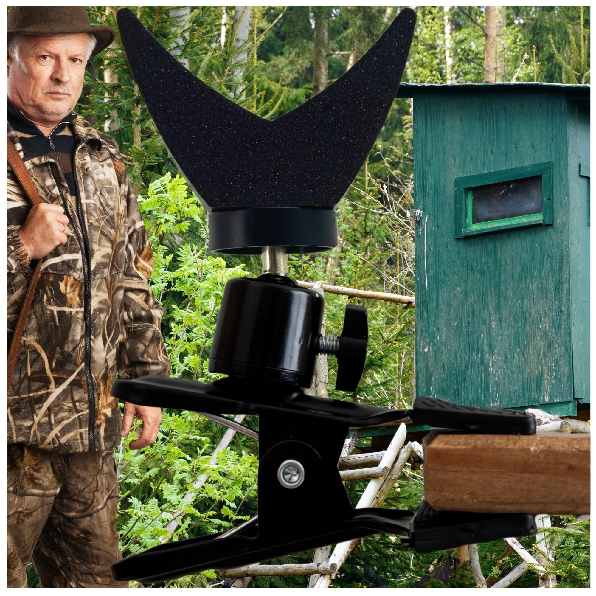 TronicXL Gewehrauflage Hochsitz Jagd Waffenauflage Schießstand Schießauflage Klemmstativ (Klemme Stativ Gewehrstativ Klemmstativ Jäger)