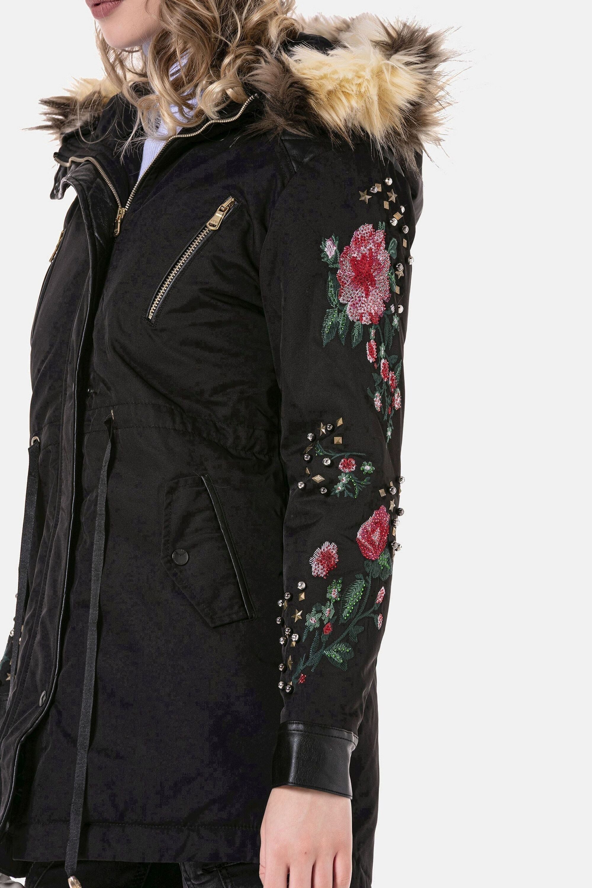 Cipo & Baxx Parka Jacken mit Kunstleder und Nieten, WJ-136 – Bild 4 von 5