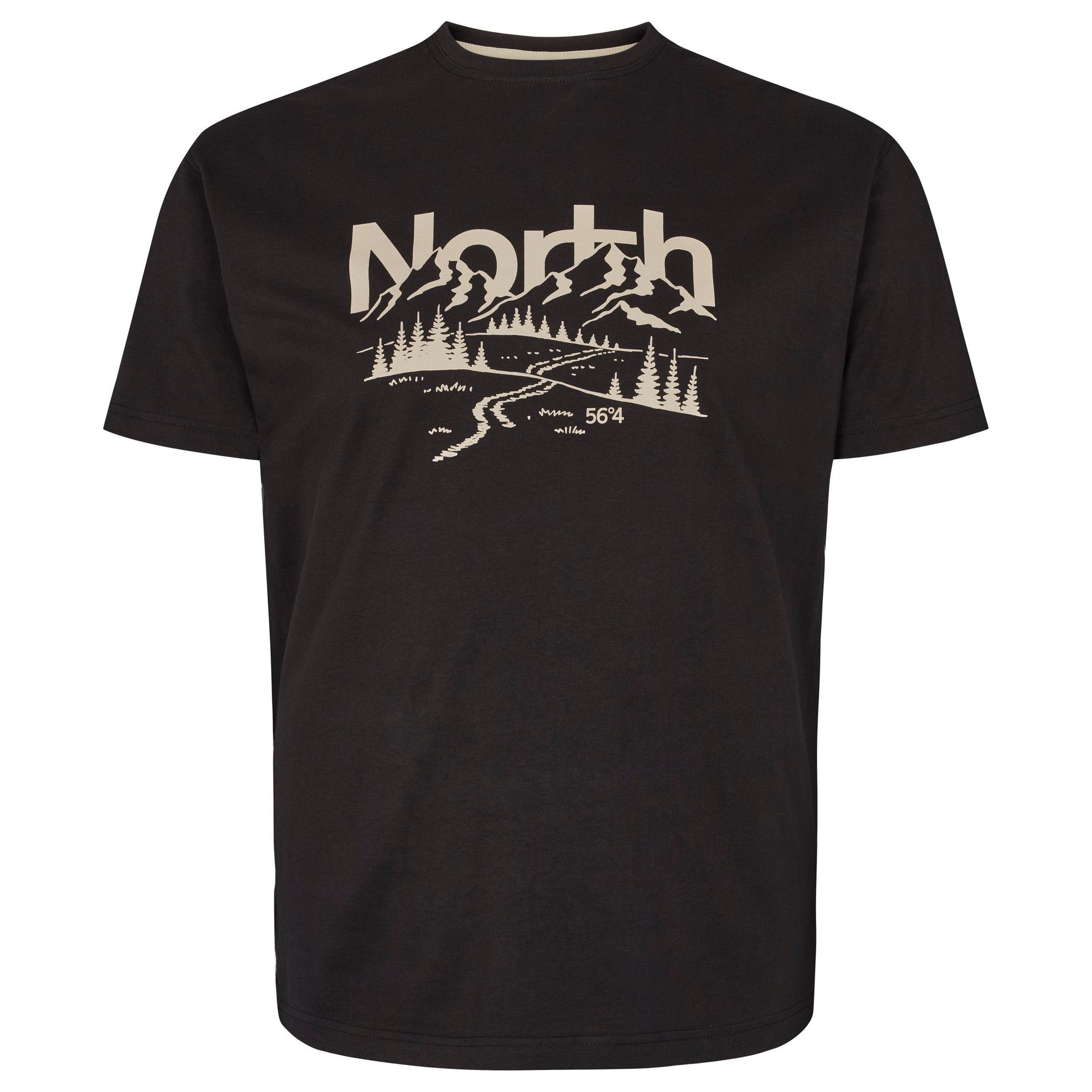 [Sehr beliebtes Standardprodukt] north 56 4 56°4 von Übergrößen North T-Shirt Schwarzes Printed Rundhalsshirt