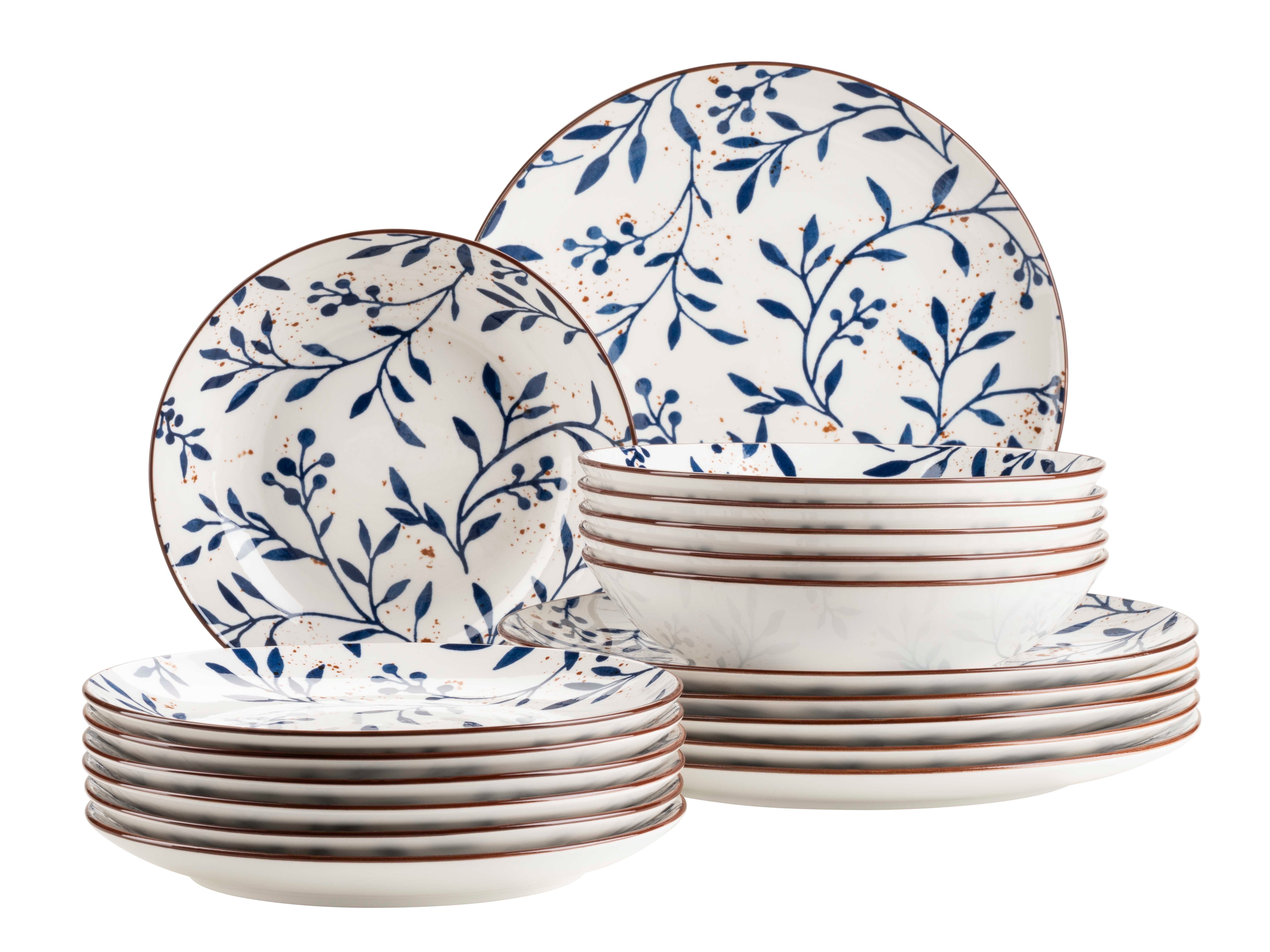 MÄSER Teller-Set Olive (18-tlg), 6 Personen, Porzellan, Geschirr-Set, Service