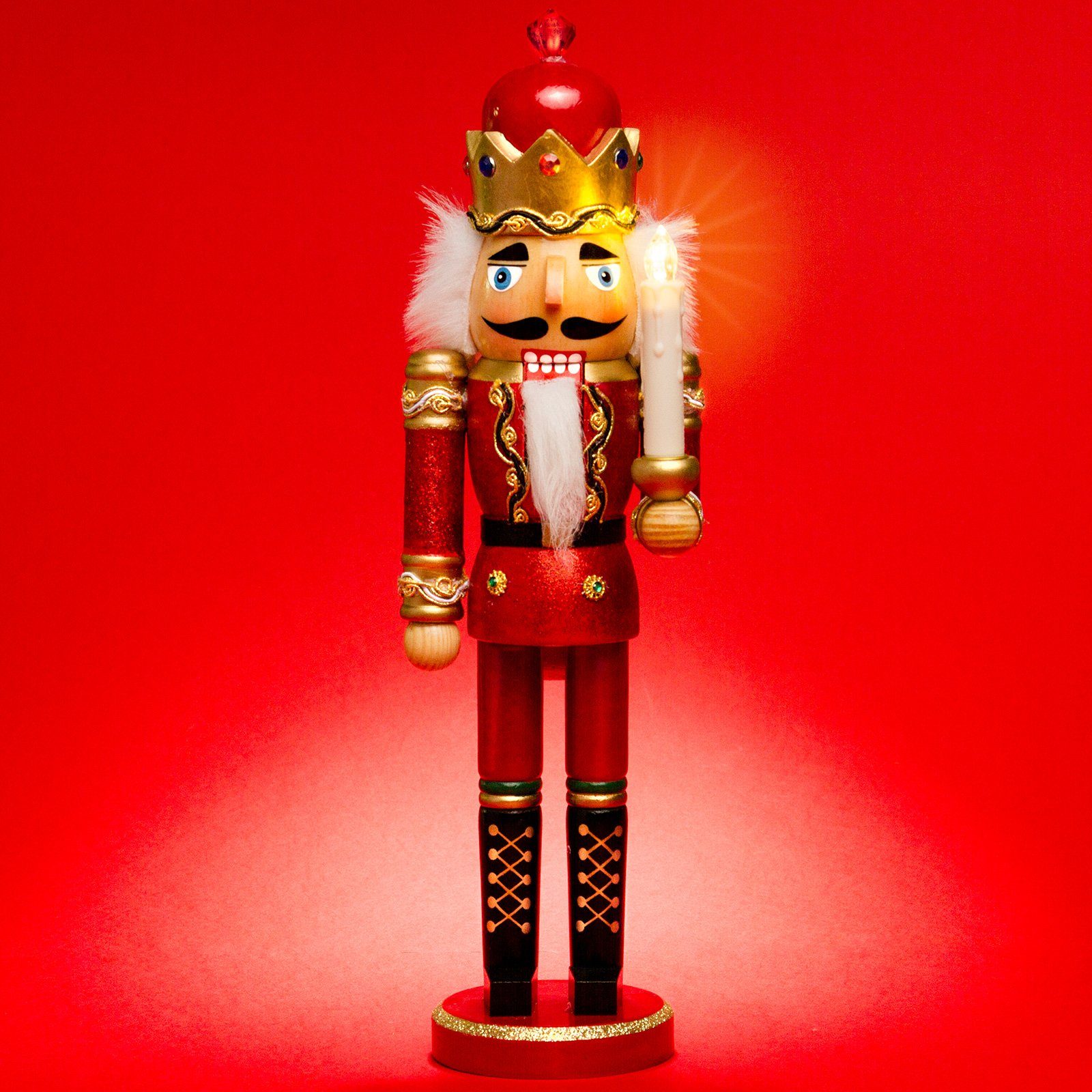 SIKORA Weihnachtsfigur NK-C XL Glitzer Deko Nussknacker aus Holz mit LED Ke günstig online kaufen