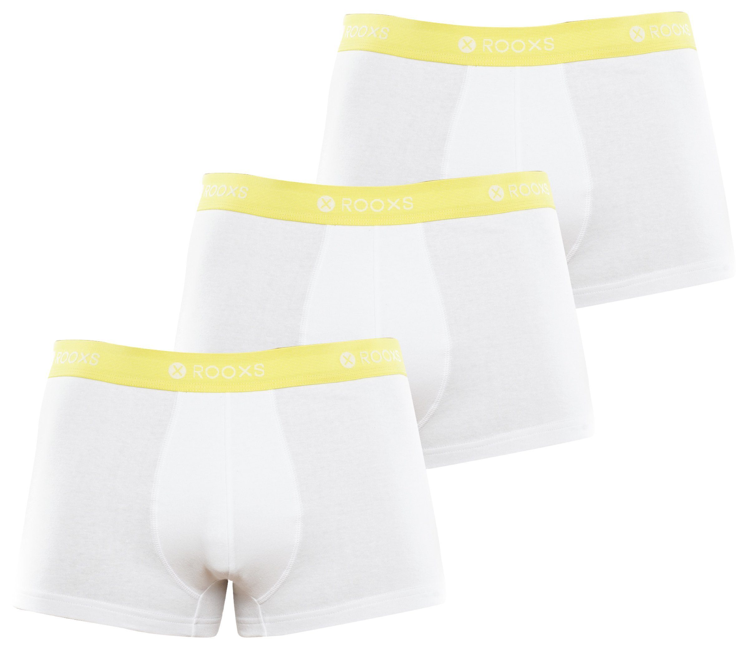 ROOXS Boxershorts Enge Baumwolle Gelb 05 Unterhosen Retroshorts - Weiß Herren Männer (3-St)
